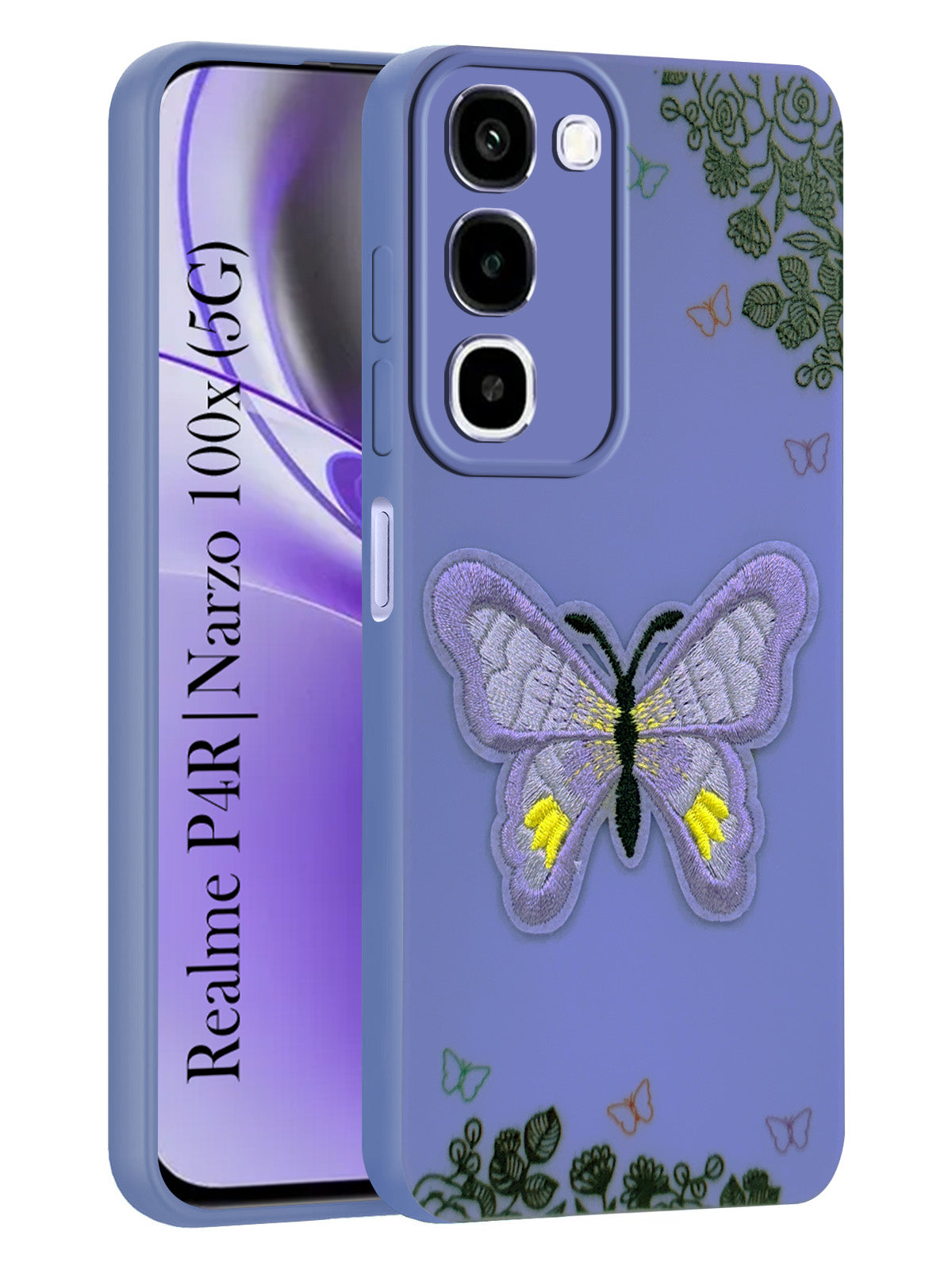 For Realme P4R 5G Back Cover Case (Soft Butterfly Embroidery | Women Teen Girls | Camera Protection| Matte Silicone)