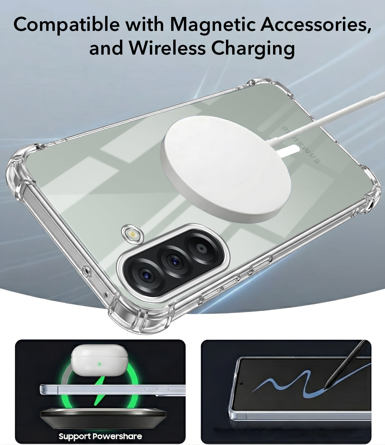 For Samsung Galaxy A56 Back Cover Shockproof Crystal-Clear (Magsafe Wireless Support | Drop & Camera Protection | Hard Polycarbonate)