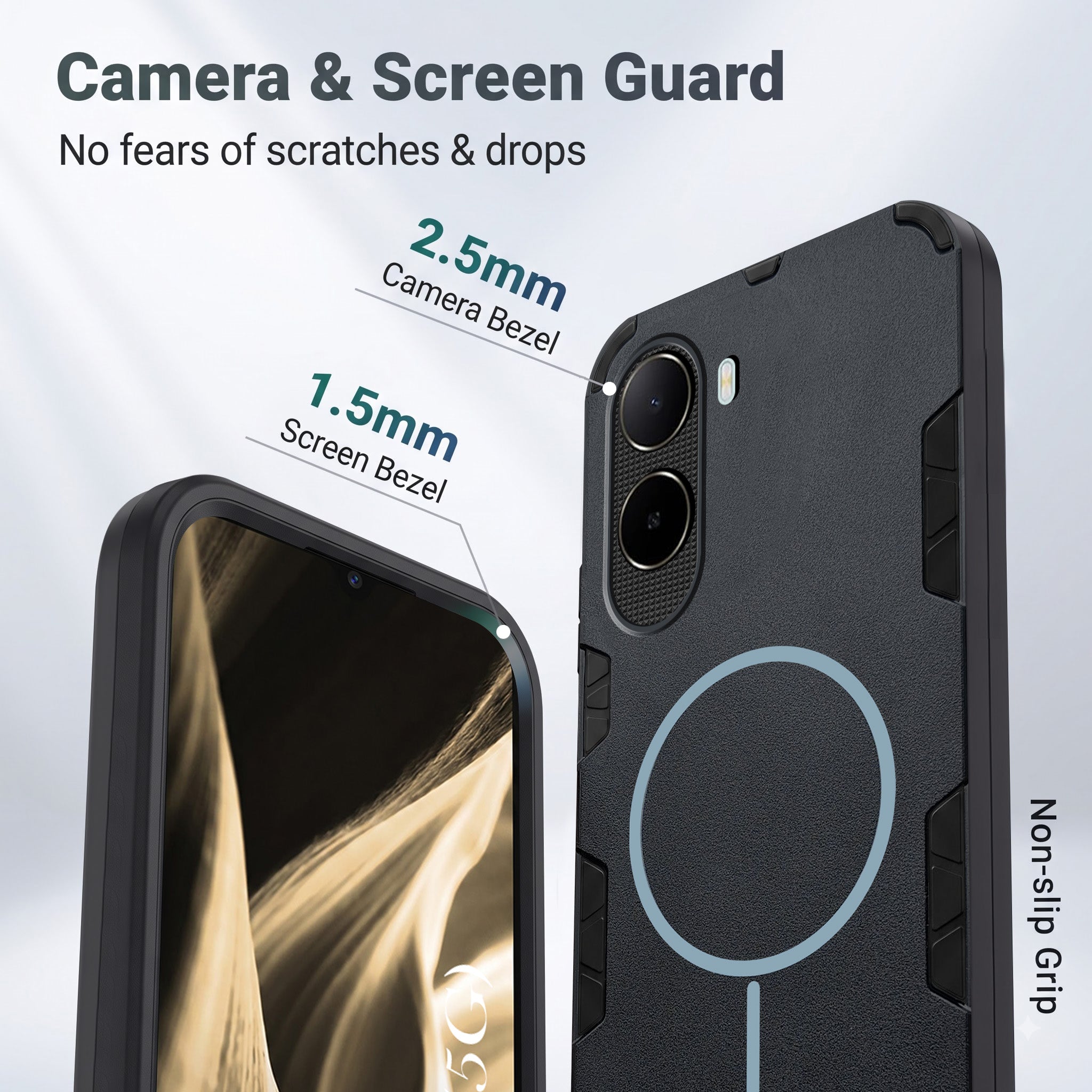 For Poco C85x 5G Back Cover Case (Slim Hybrid Armor | Shockproof Camera Protection | Rugged Dual Layer)
