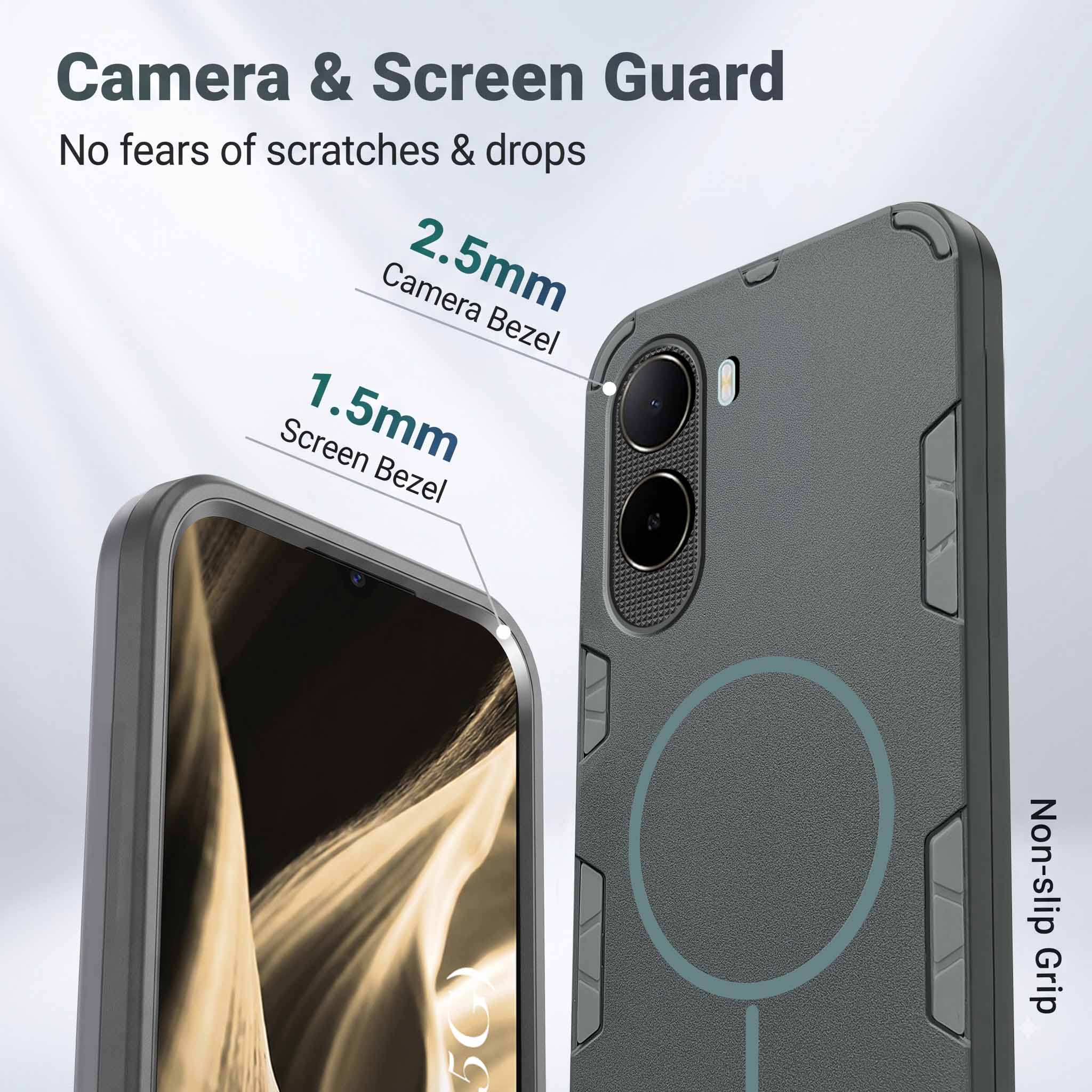 For Poco C85x 5G Back Cover Case (Slim Hybrid Armor | Shockproof Camera Protection | Rugged Dual Layer)