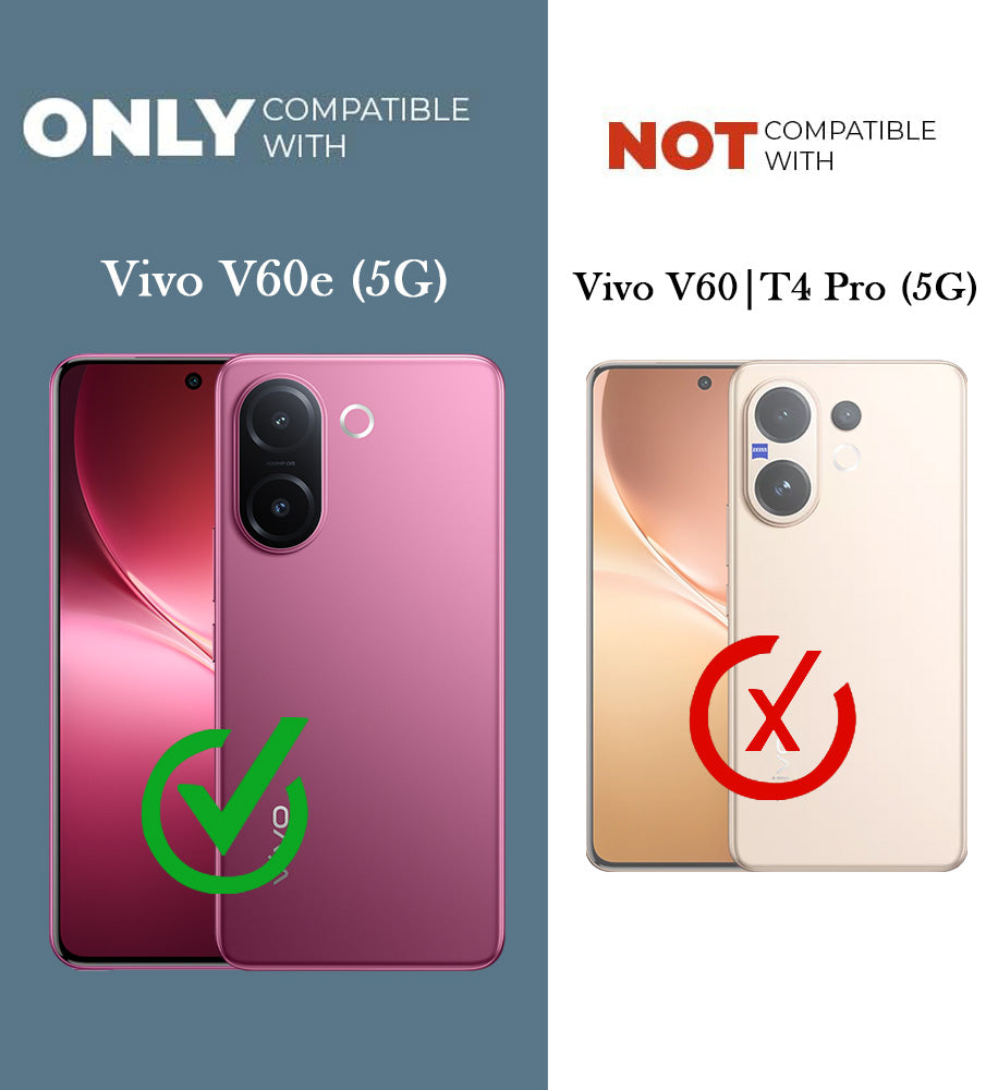 For Vivo V60e Back Cover Case PU Leather Finish (Professional Minimalist Texture | MagSafe Compatile | Camera Protection | Sleek Sober Formal)