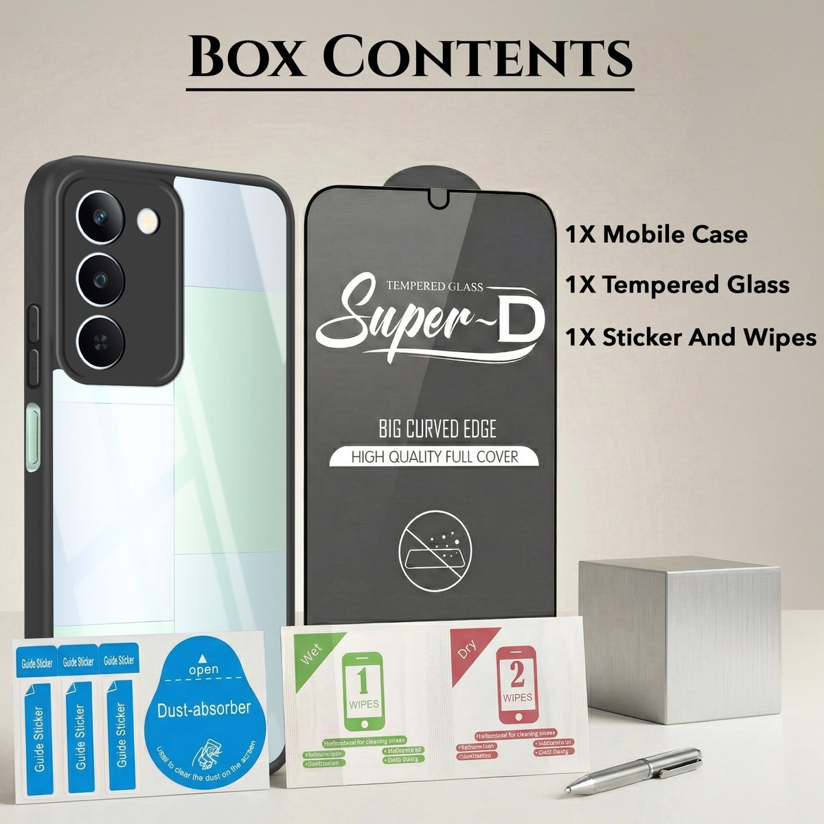 For Realme P4 Lite 5G | Narzo 100 Lite 5G (Combo with Back Cover and 9H Tempered Glass (Lifetime Anti-Yellow | Crystal Clear Shockproof | Oleophobic Coating Screen Glass)