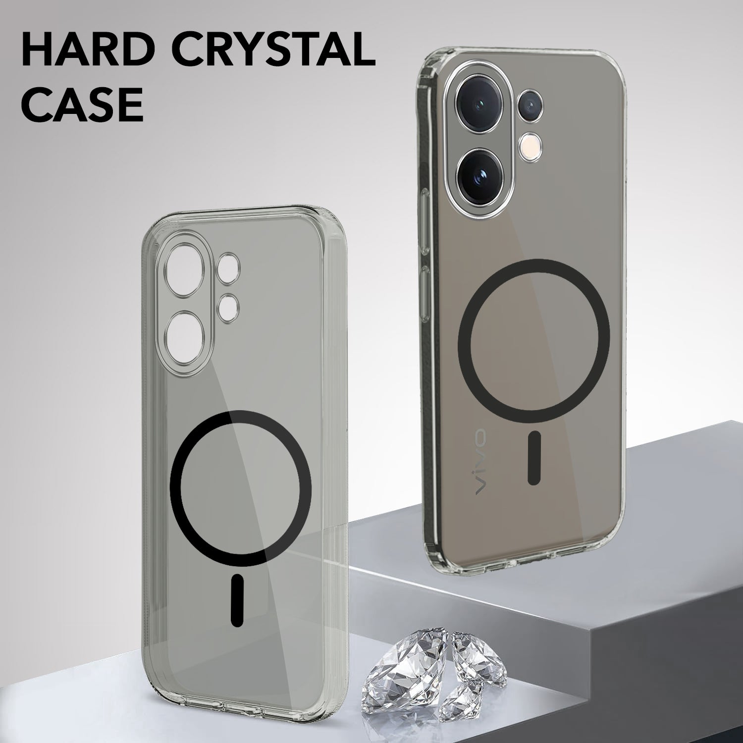 For Vivo V60 | Vivo T4 Pro Back Cover Case Lifetime Anti-Yellow MagSafe Compatible Clear (Sleek Hard Crystal | Shockproof and Camera Protection)