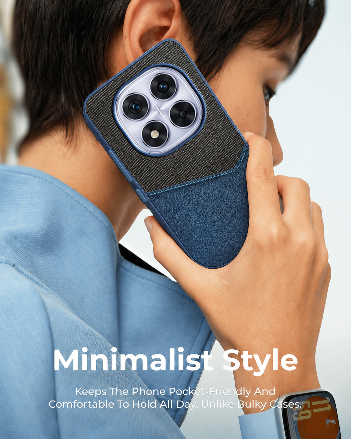 For Redmi Note 14 Pro Back Cover Case (Dual PU Leather Stitch | Professional Minimalist | Soft and Flexible)