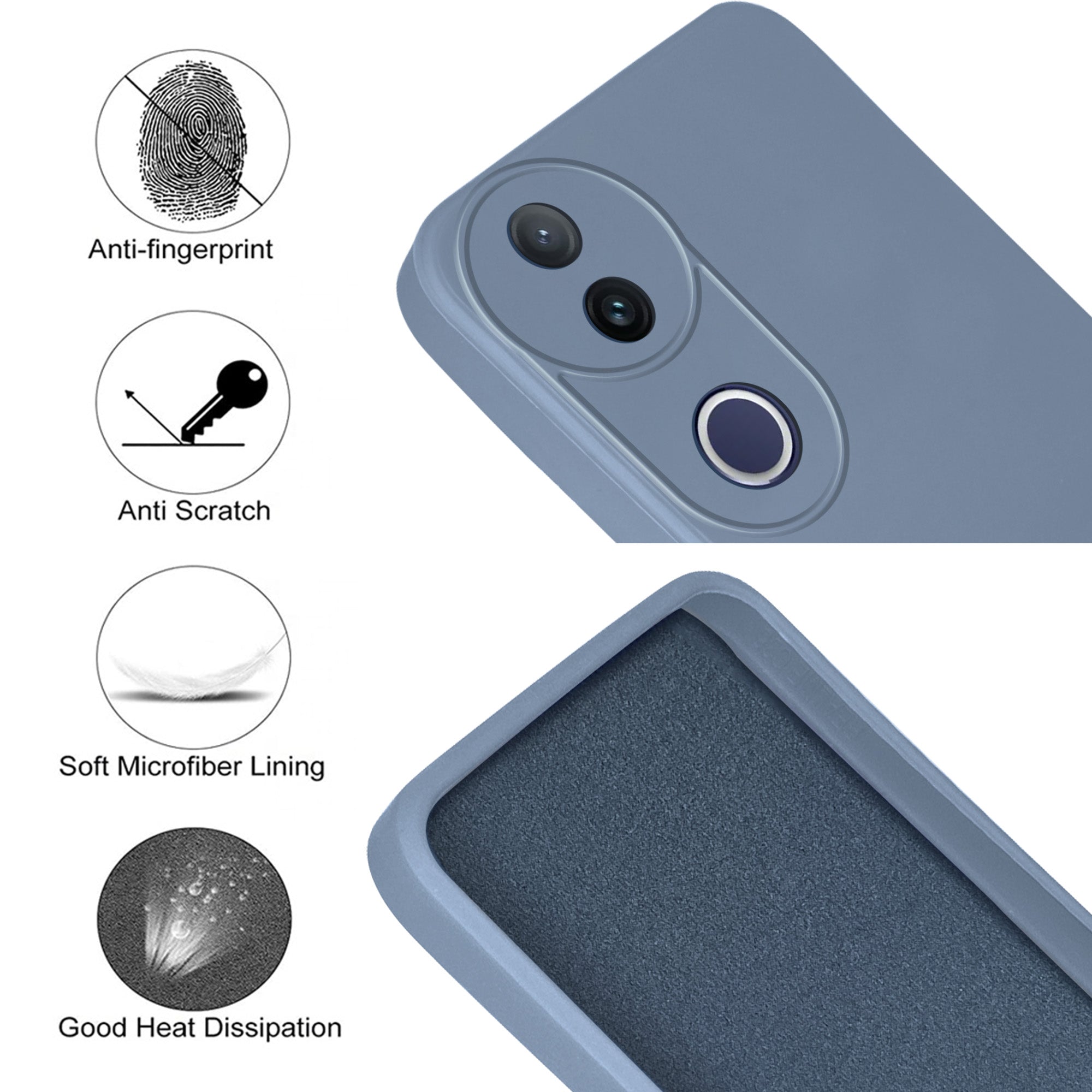 For Vivo T4R Back Cover Case (Matte Finish Silicone with Inside Fiber Cloth)