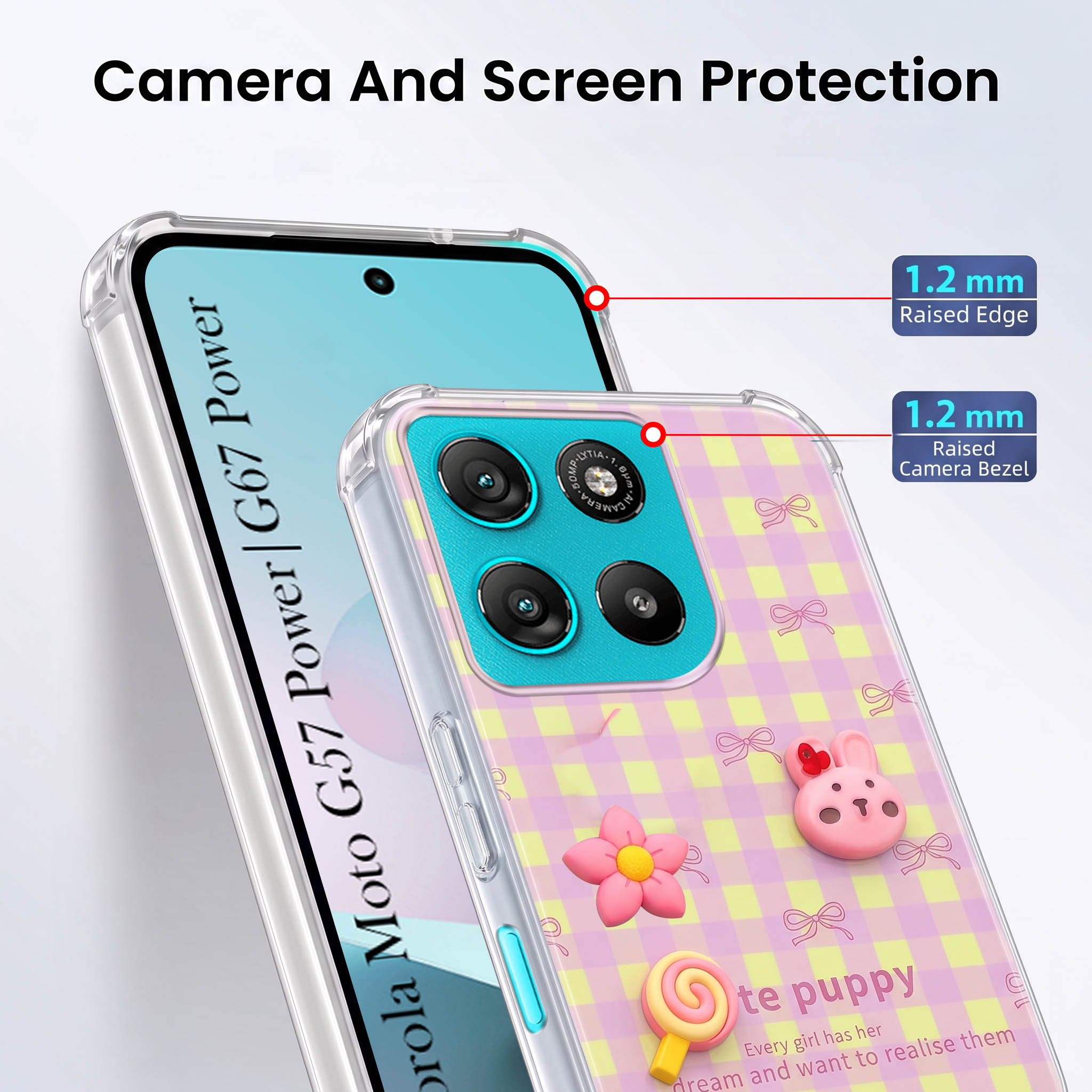 For Motorola Moto G67 Power | G57 Power Back Cover Case (3D Cute Cartoons | Hard Back Side Soft | Matte Premium Finish | HD Printing)
