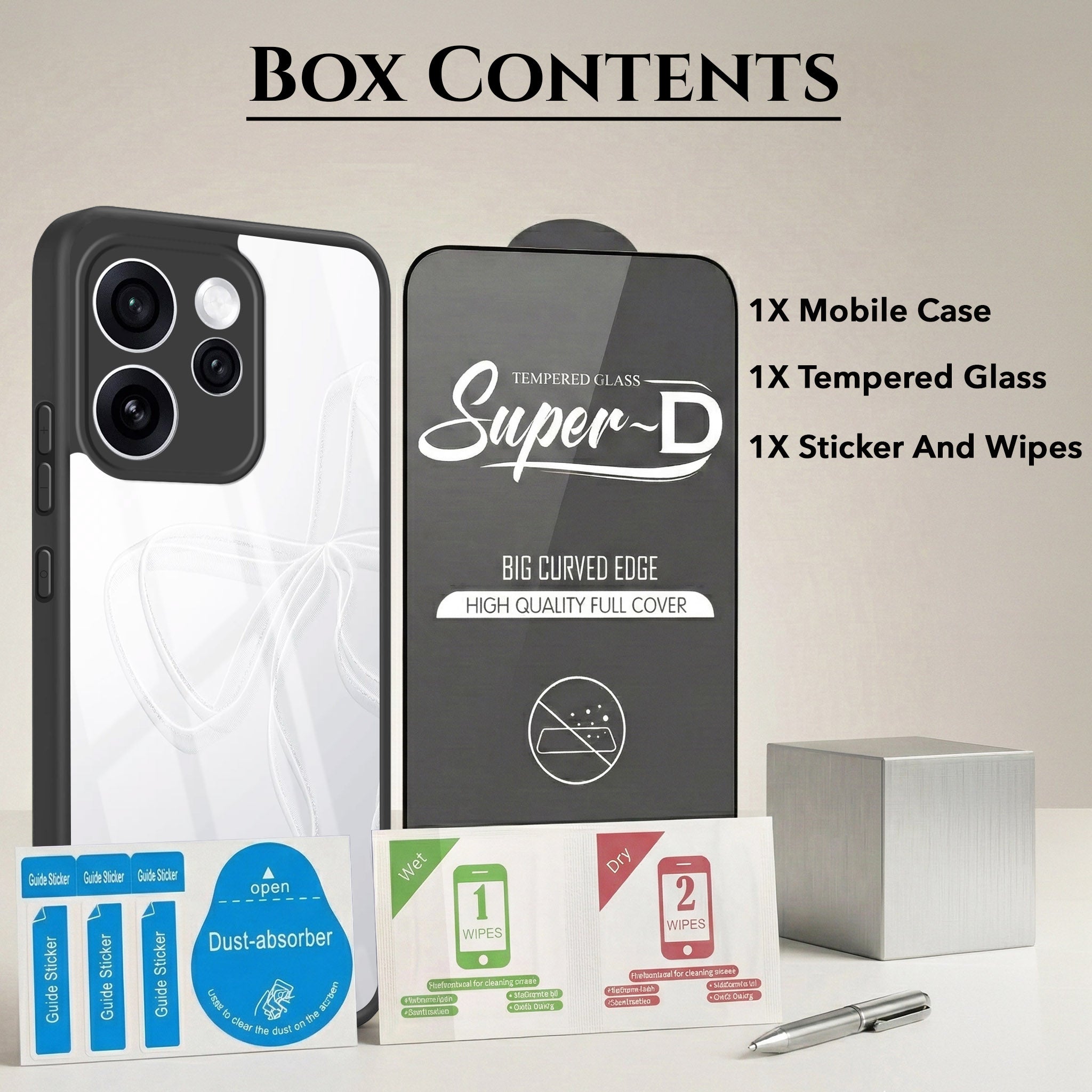 For Oppo Reno15 Pro 5G | Oppo Reno 15 Pro 5G Combo with Back Cover and 9H Tempered Glass (Lifetime Anti-Yellow | Crystal Clear Shockproof | Oleophobic Coating Screen Glass)