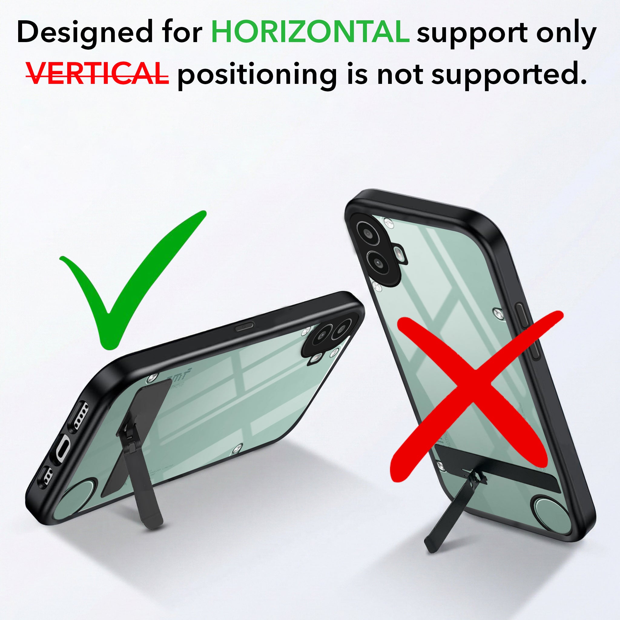 For Nothing CMF Phone 1 Back Cover Case (Built-in Stand | Lifetime Anti Yellow | Kickstand Shockproof | Camera Protection | MagSafe Compatible)