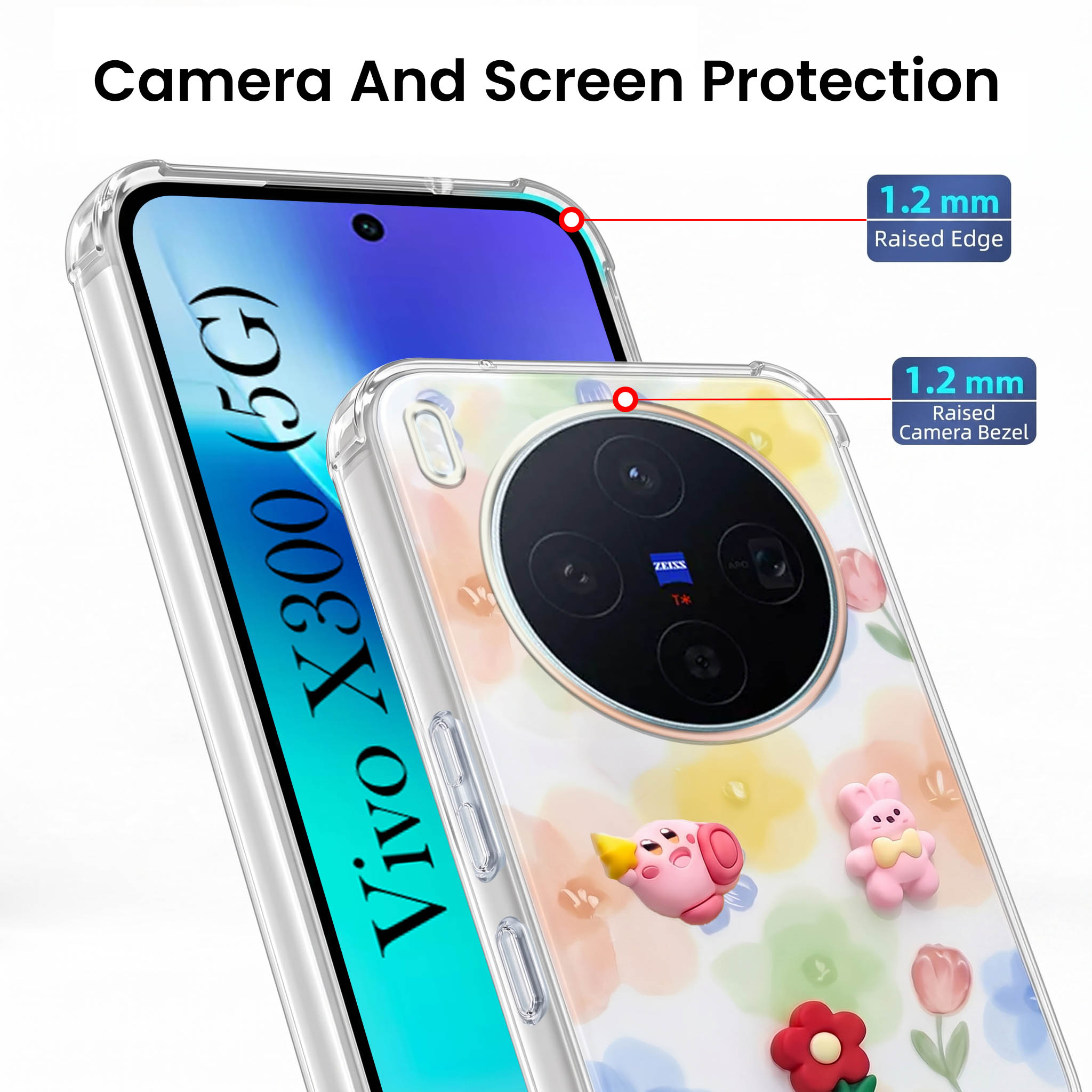 For Vivo X300 5G Back Cover Case (3D Cute Cartoons | Hard Back Side Soft | Matte Premium Finish | HD Printing)