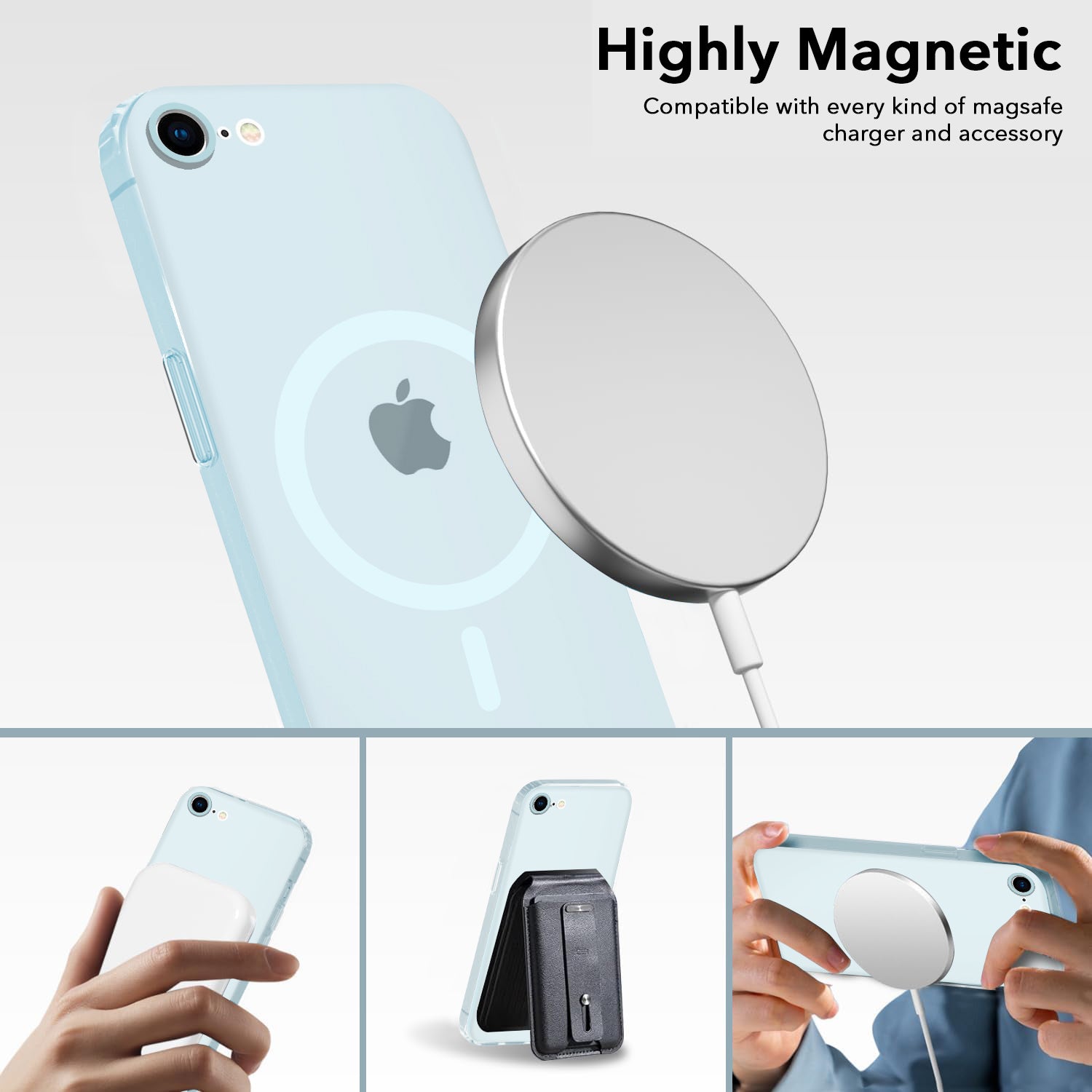 For iPhone SE 2020 | SE 2022 Back Cover Case (Frosted Matte Feel | MagSafe Compatible Wireless Charging | Polycarbonate Material)