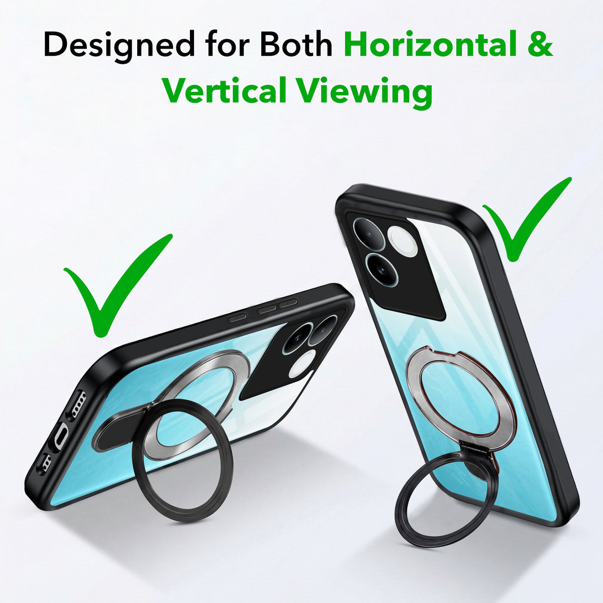 For Vivo iQOO Z7 Pro Back Cover Case (Kick Stand Ring Holder | Life time Anti Yellow | Camera Protection)