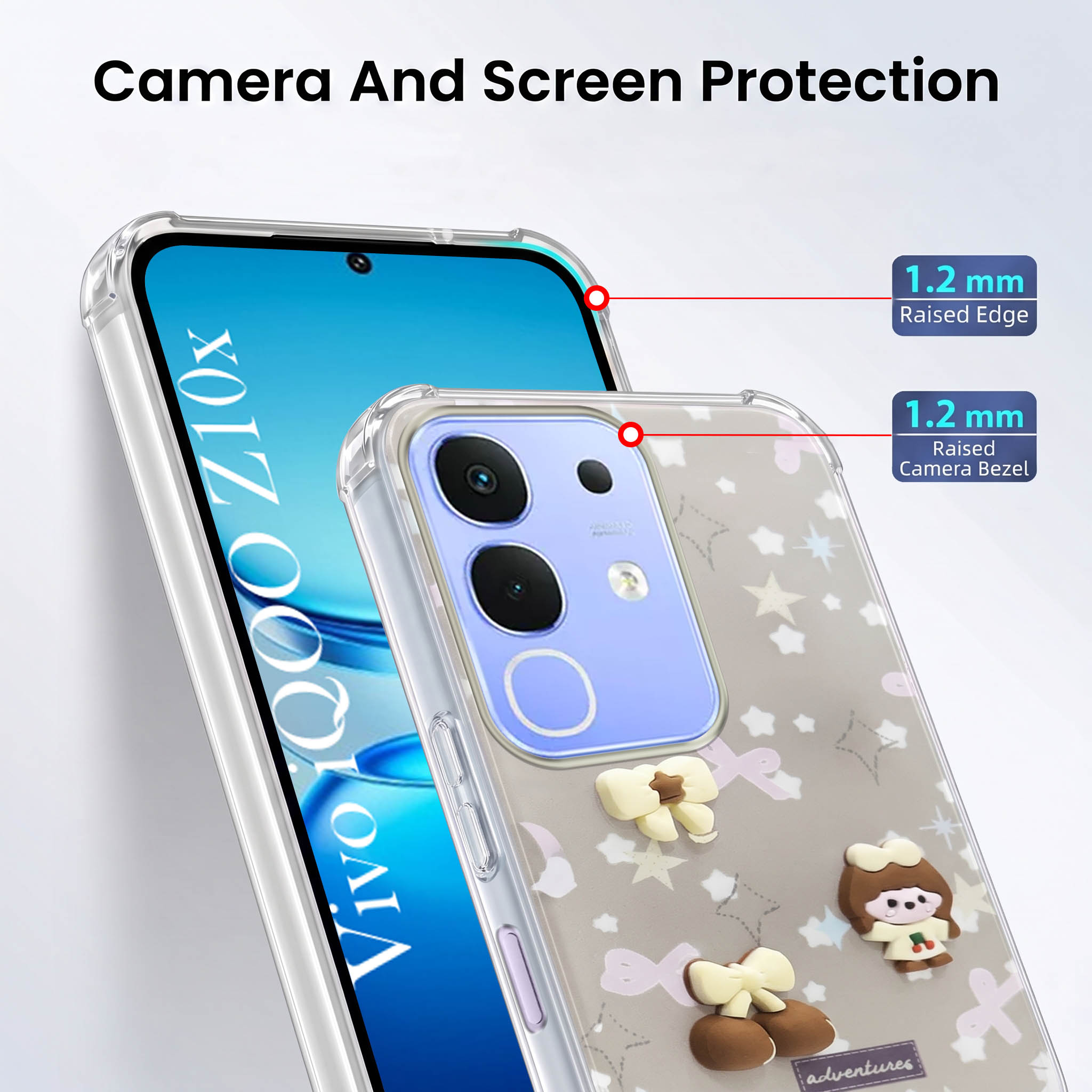 For Vivo iQOO Z10x Back Cover Case (3D Cute Cartoons | Hard Back Side Soft | Matte Premium Finish | HD Printing)