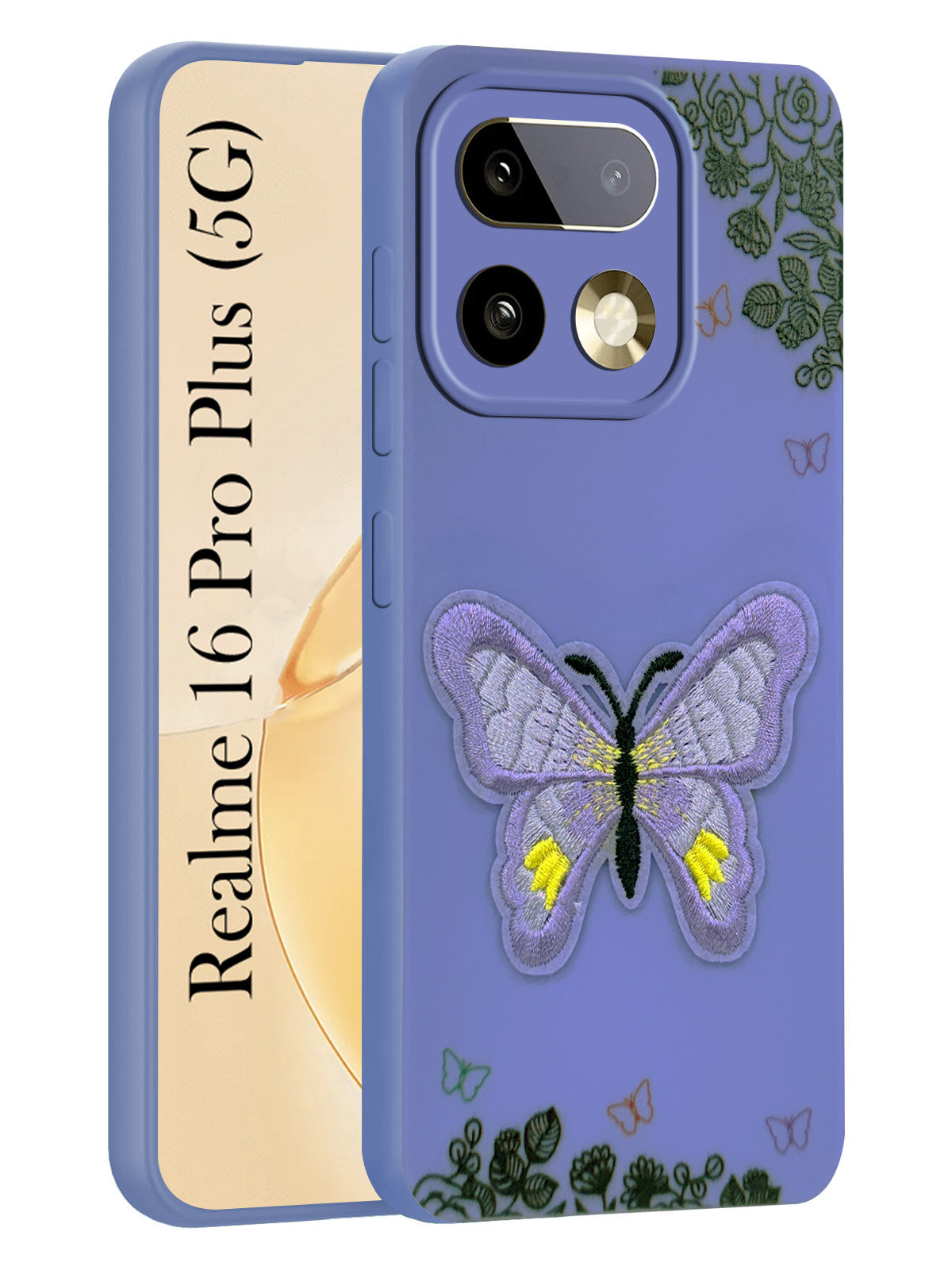 For Realme 16 Pro Plus 5G Back Cover Case (Soft Butterfly Embroidery | Women Teen Girls | Camera Protection| Matte Silicone)