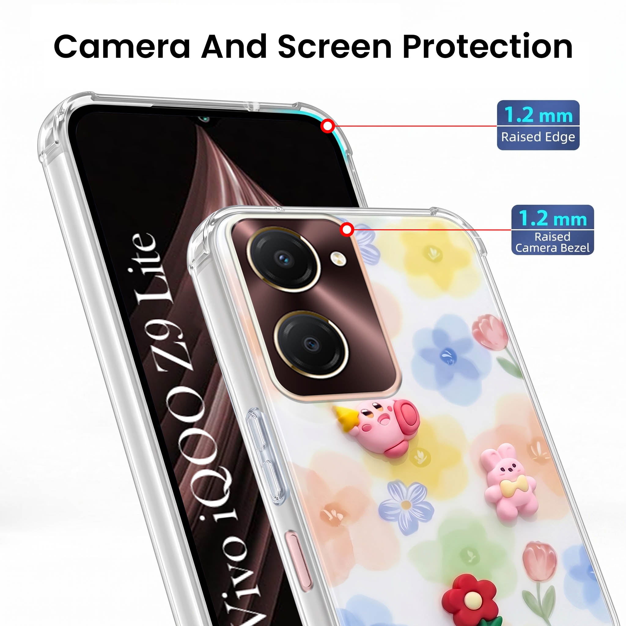 For Vivo iQOO Z9 Lite 5G Back Cover Case (3D Cute Cartoons | Hard Back Side Soft | Matte Premium Finish | HD Printing)