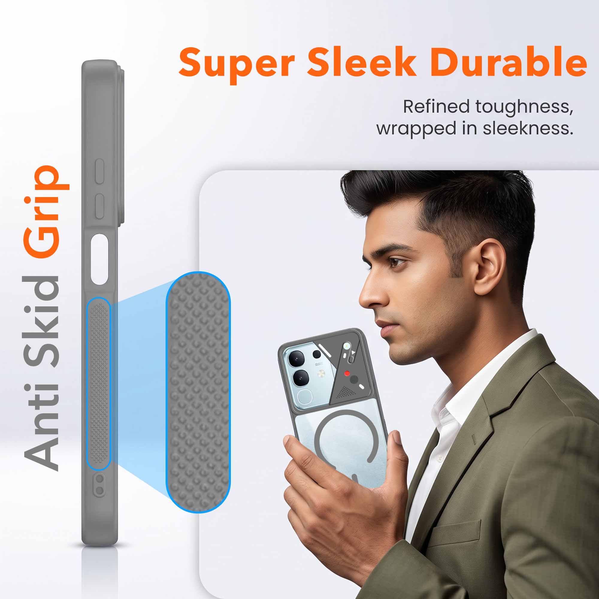 For Vivo T4x | Vivo Y31 Pro Back Cover Case Lifetime Anti-Yellow Clear (Camera Protection | Side Grip | Wireless MagSafe Compatible)