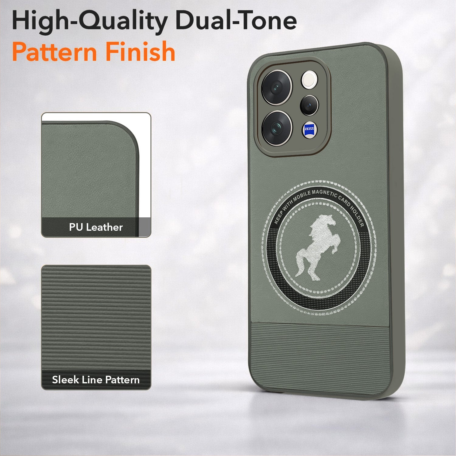 For Vivo V70 | Vivo V70 Elite 5G Back Cover Case PU Leather Finish (Professional Minimalist Texture | MagSafe Compatile | Camera Protection | Sleek Sober Formal)
