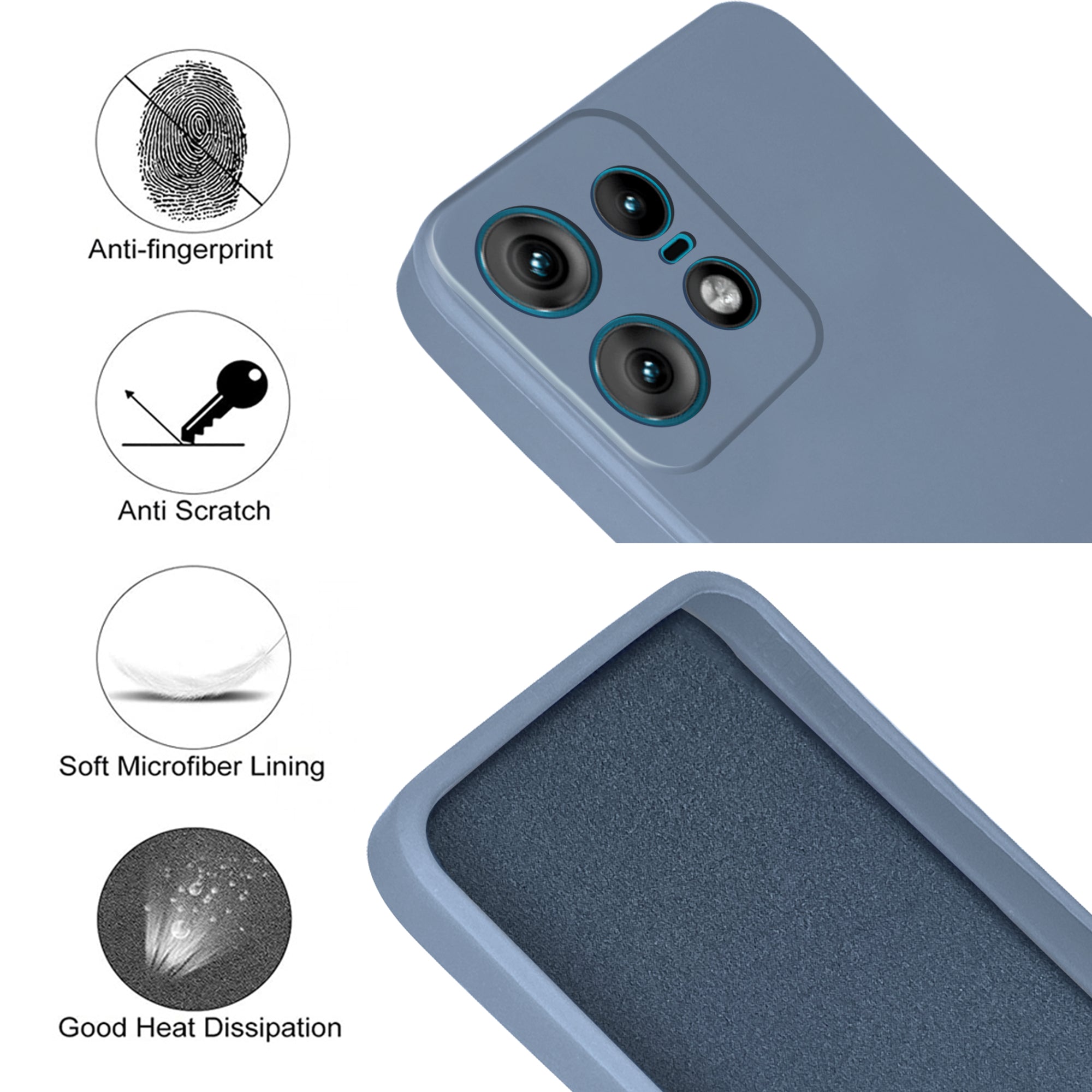 For Motorola Moto Edge 50 Pro Back Cover Case ( Matte Finish Silicone with Inside Fiber cloth)