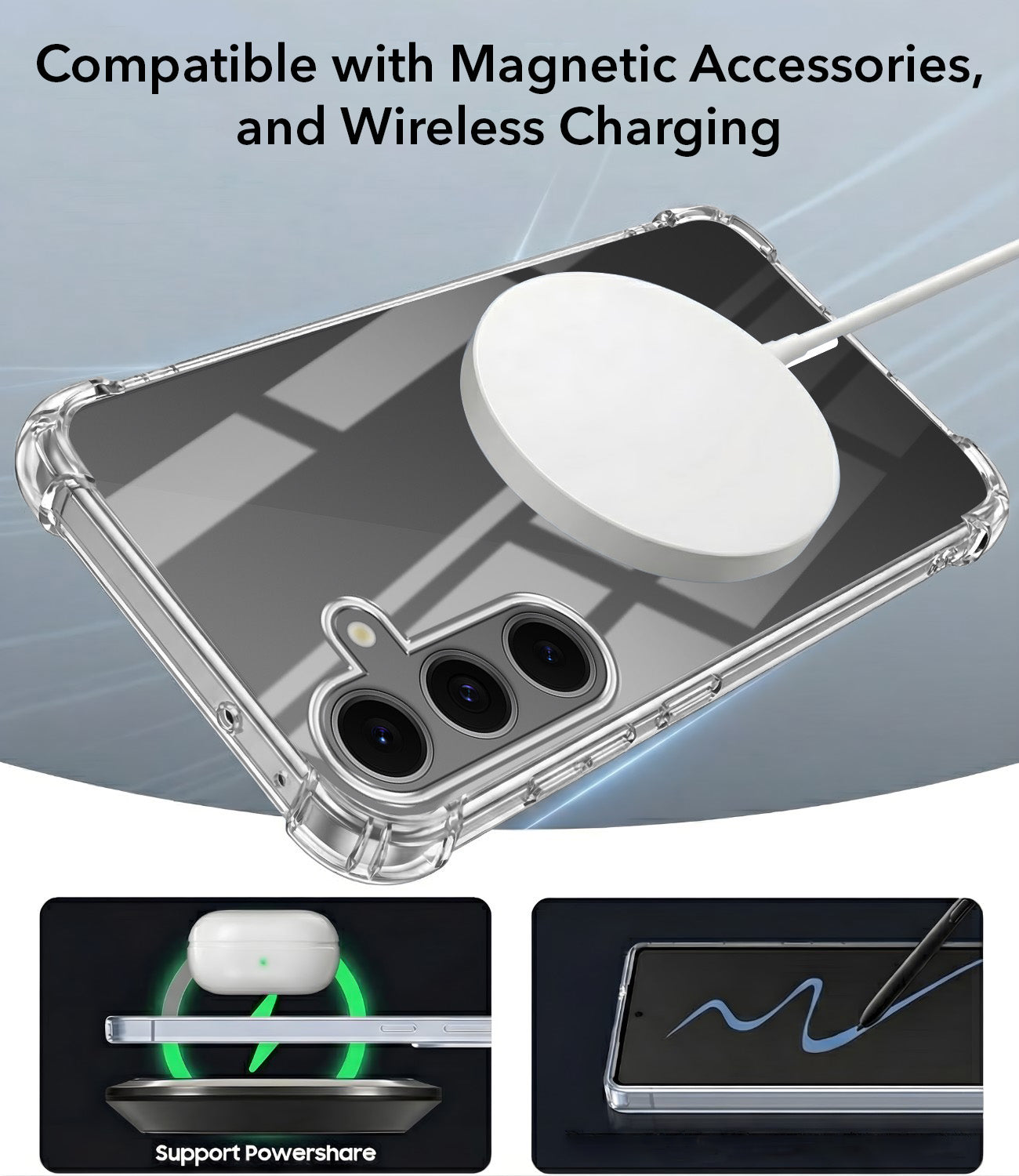 For Samsung Galaxy S24 FE Back Cover Shockproof Crystal-Clear (Magsafe Wireless Support | Drop & Camera Protection | Hard Polycarbonate)