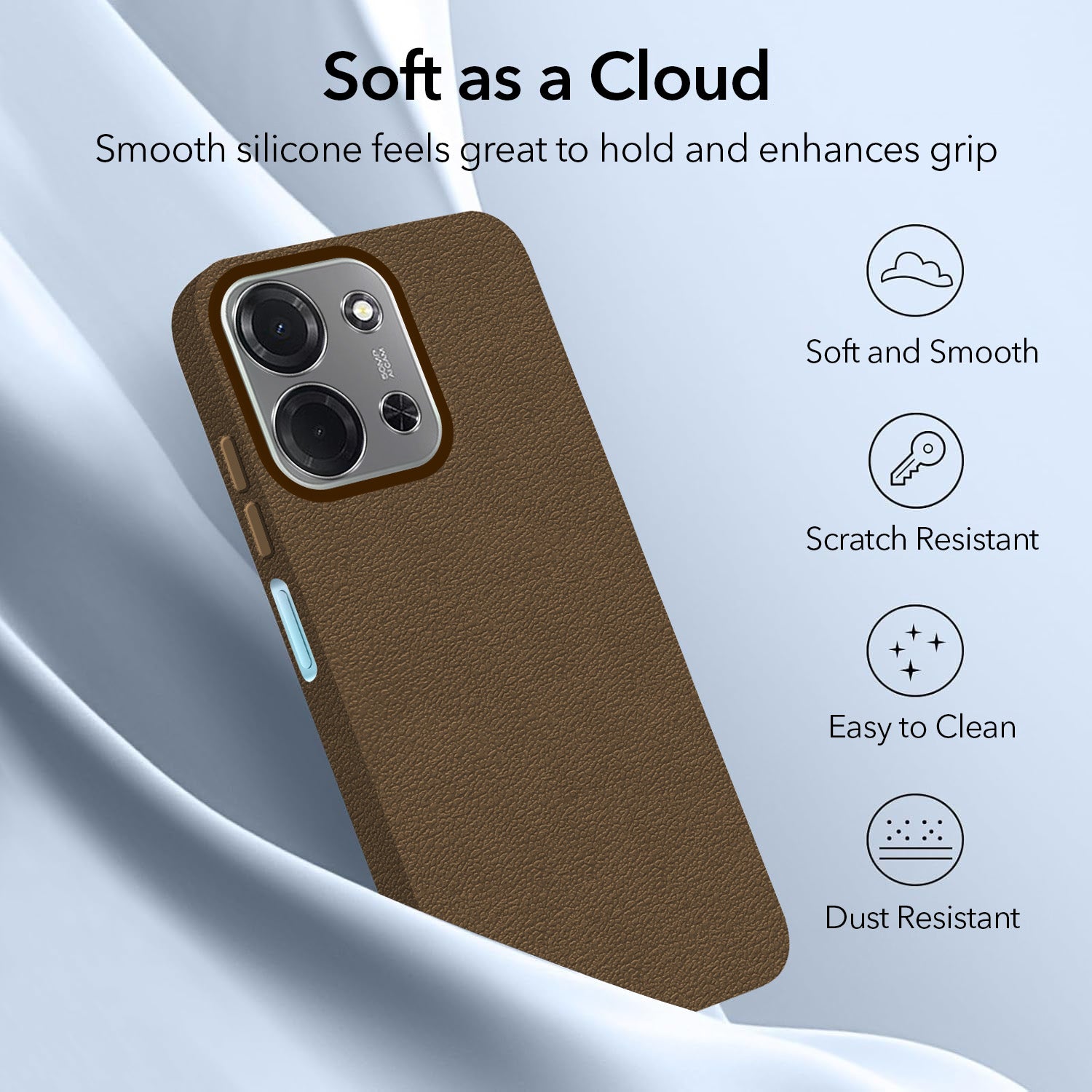 For Poco C85 5G Back Cover Case Silicone (Glass Like Camera Protection | Leather Feel | Minimalist Professional Grip)