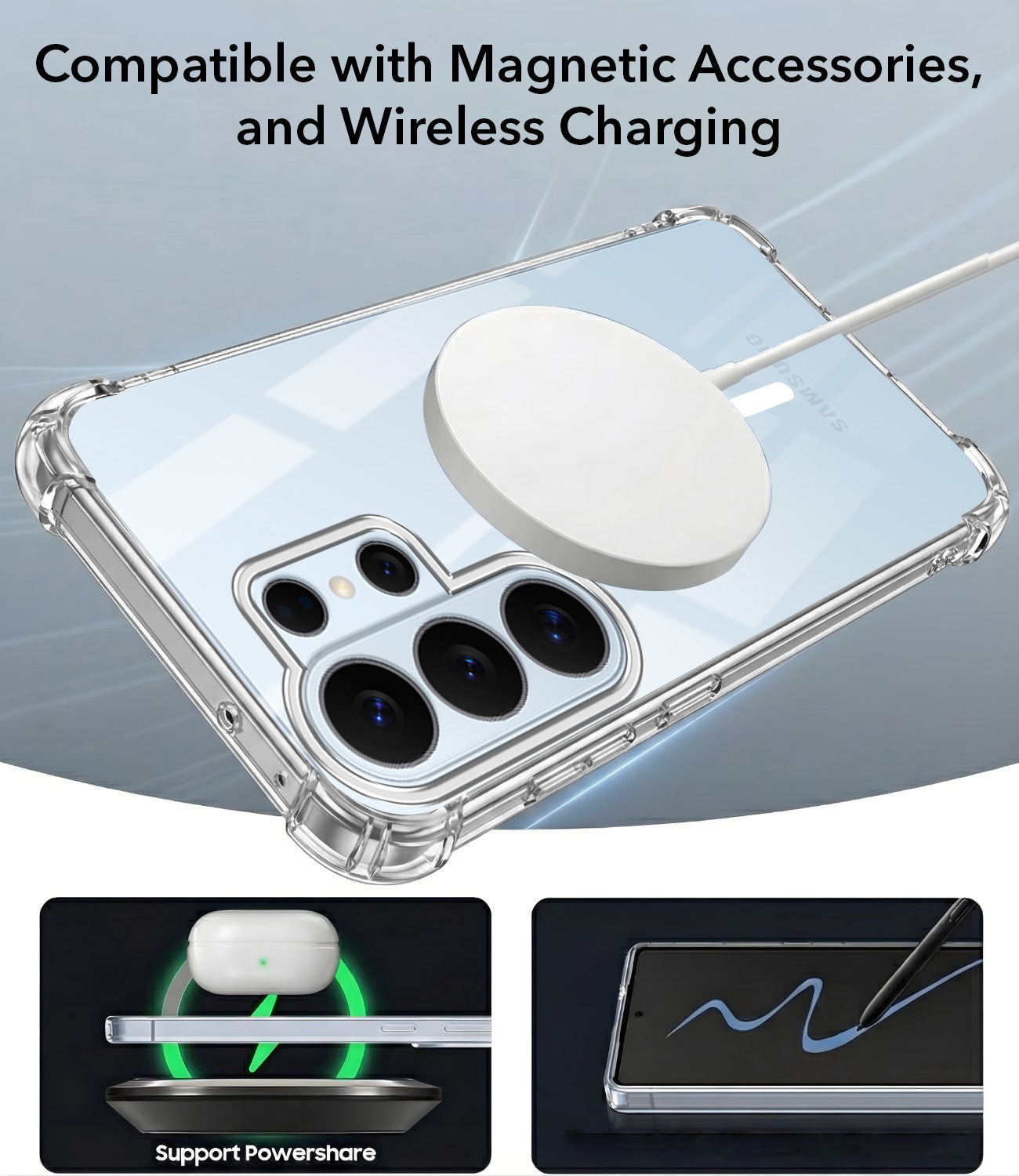 For Samsung Galaxy S26 Ultra Back Cover Shockproof Crystal-Clear (Magsafe Wireless Support | Drop & Camera Protection | Hard Polycarbonate)