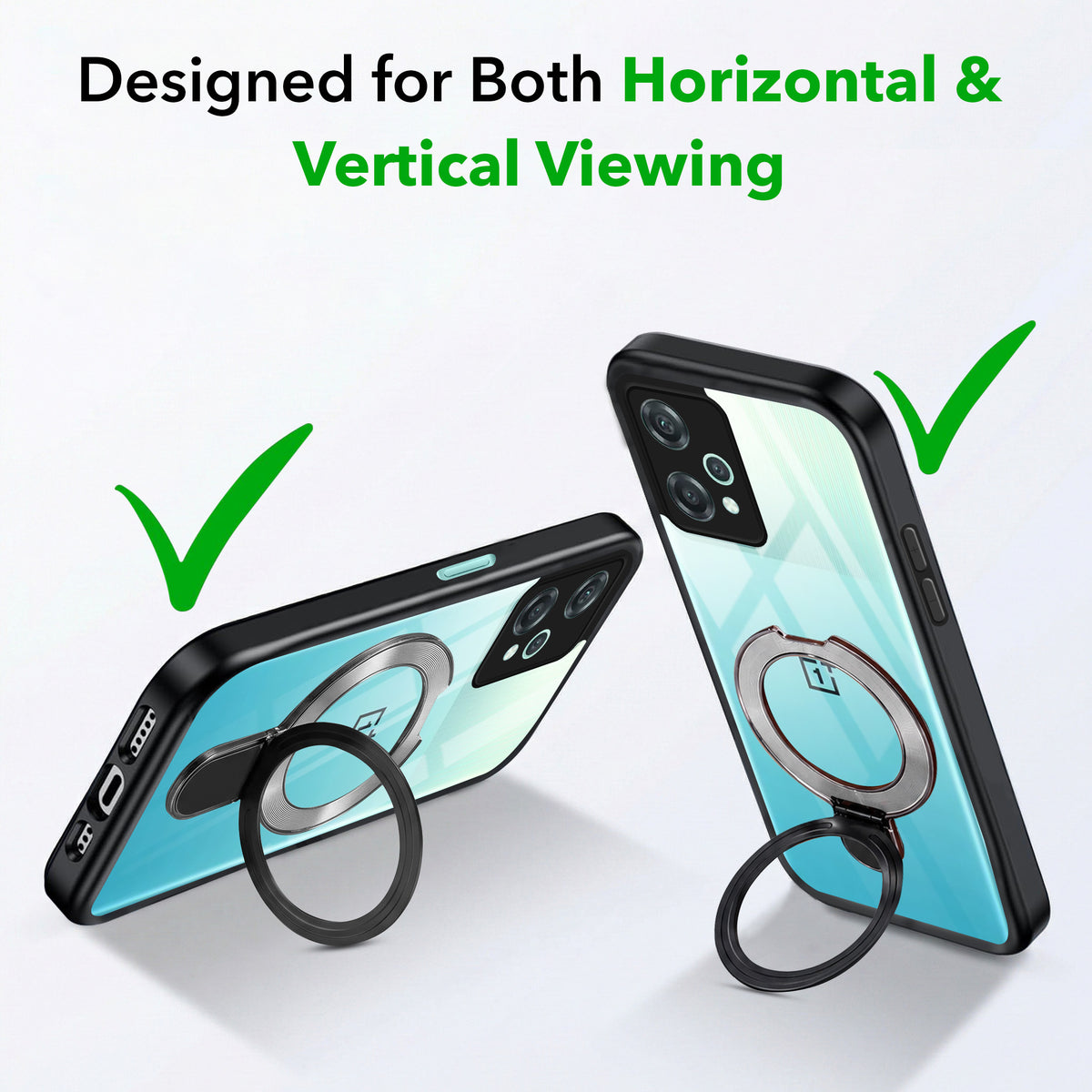For OnePlus Nord CE 2 Lite 5G Back Cover Case (Kick Stand Ring Holder | Life time Anti Yellow | Camera Protection)