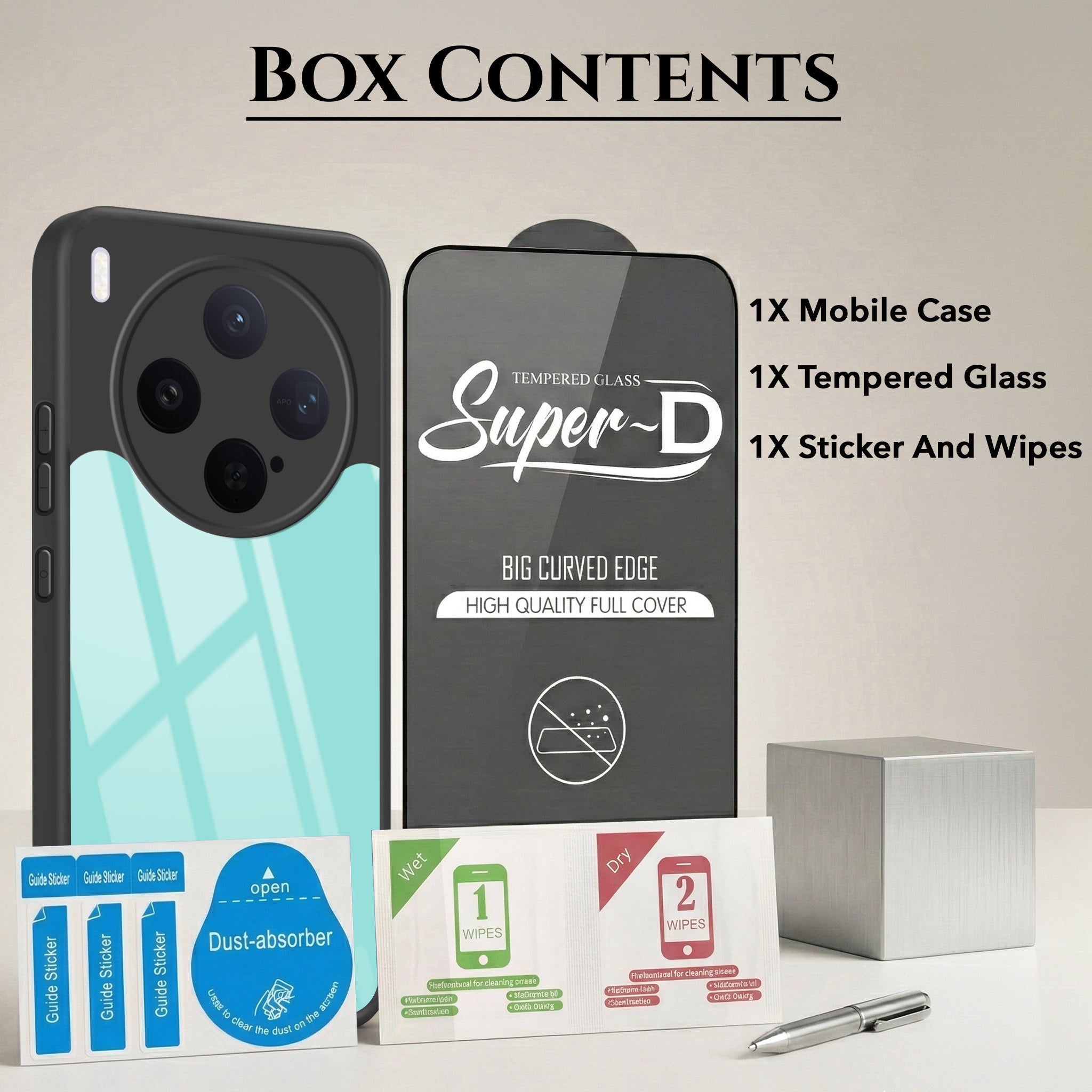For Vivo X300 5G Combo with Back Cover and 9H Tempered Glass (Lifetime Anti-Yellow | Crystal Clear Shockproof | Oleophobic Coating Screen Glass)