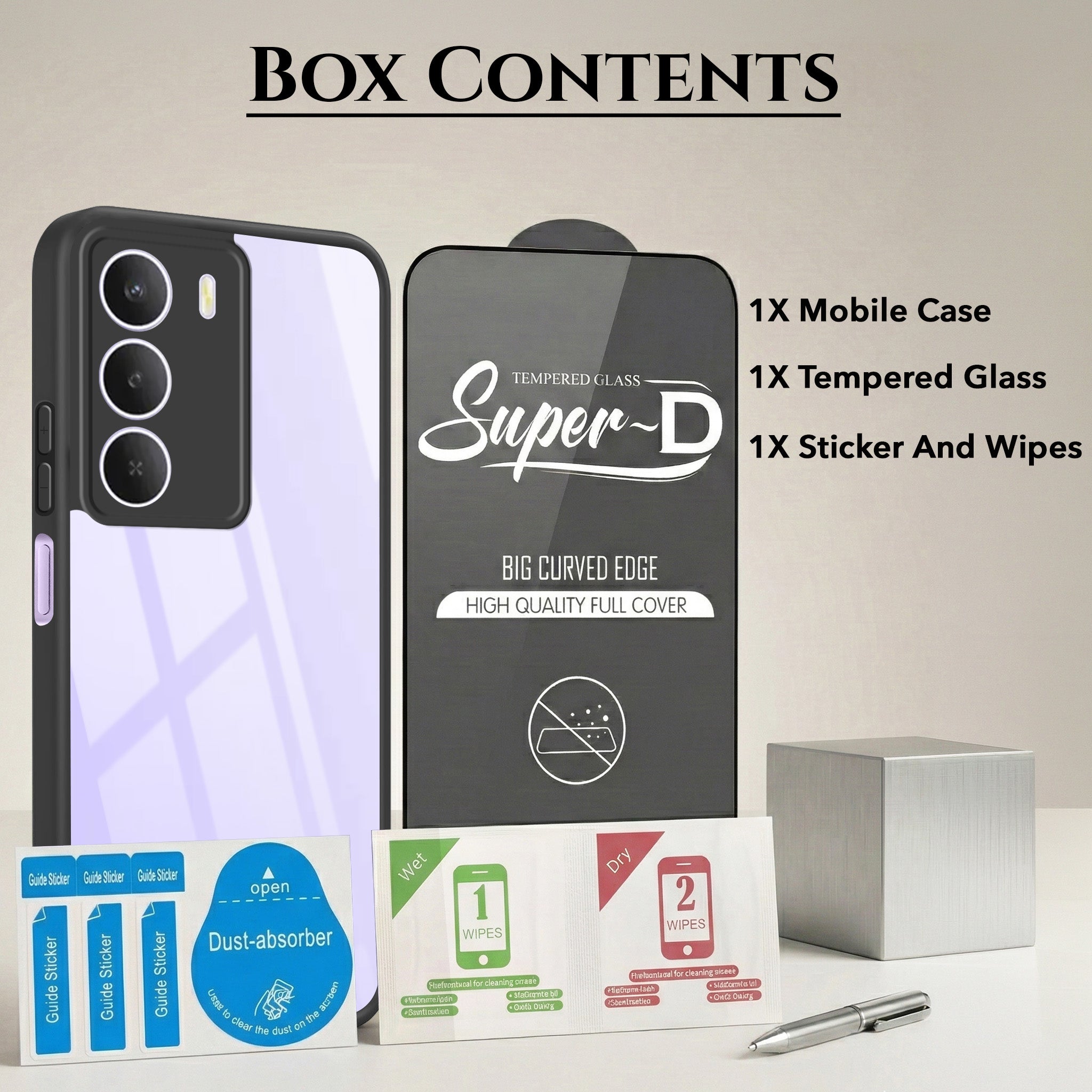 For Realme Narzo 80 Lite 5G Combo with Back Cover and 9H Tempered Glass (Lifetime Anti-Yellow | Crystal Clear Shockproof | Oleophobic Coating Screen Glass)
