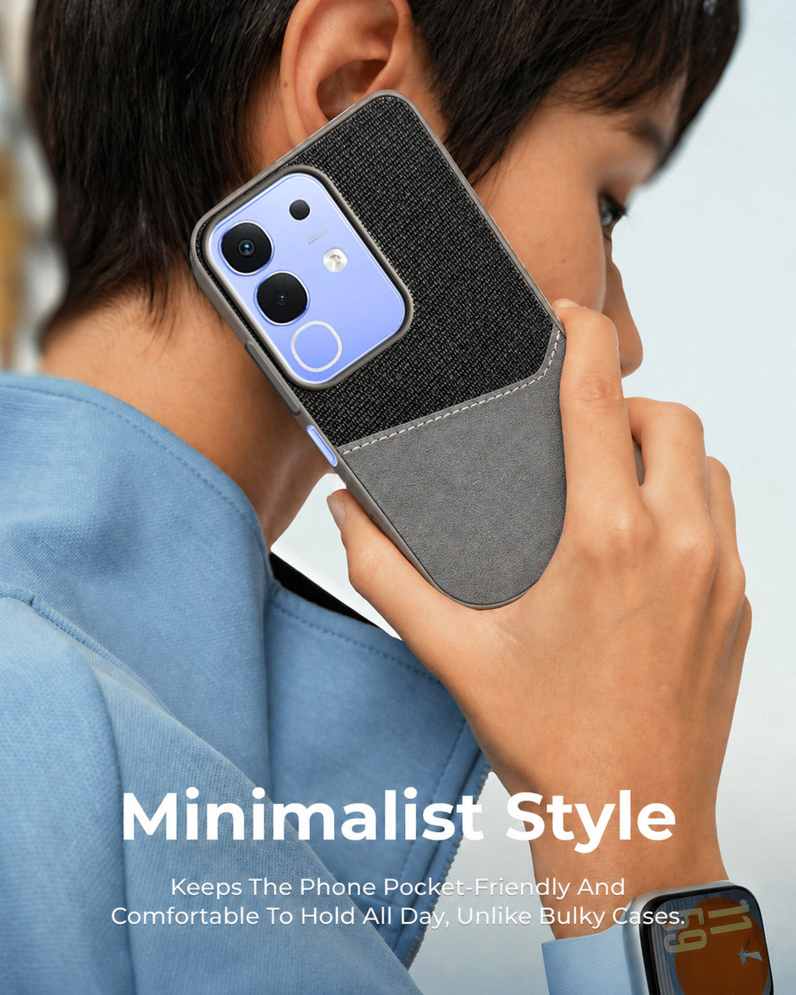 For Vivo iQOO Z10x Back Cover Case (Dual PU Leather Stitch | Professional Minimalist | Soft and Flexible)