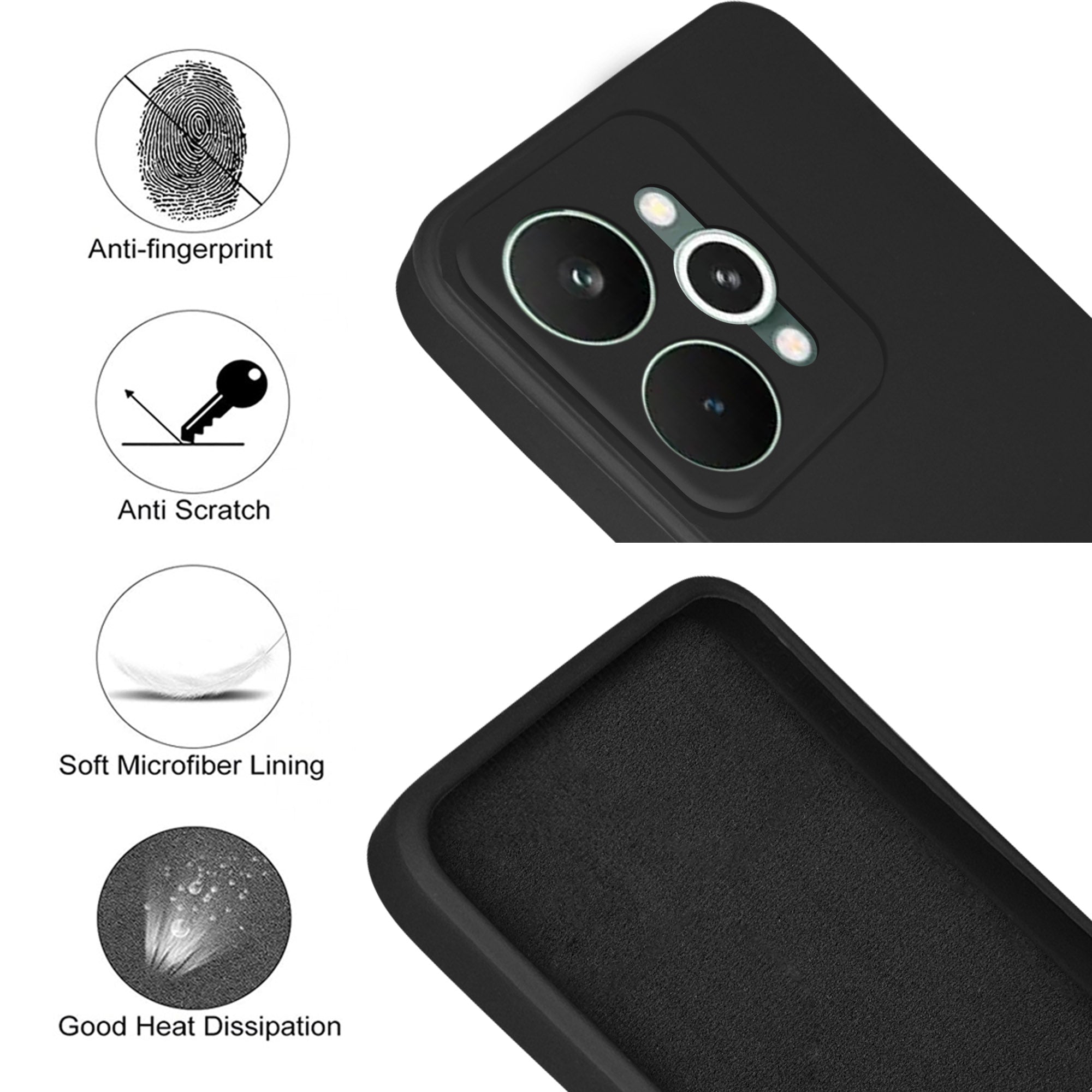 For Realme 15 Back Cover Case (Matte Finish Silicone with Inside Fiber cloth)