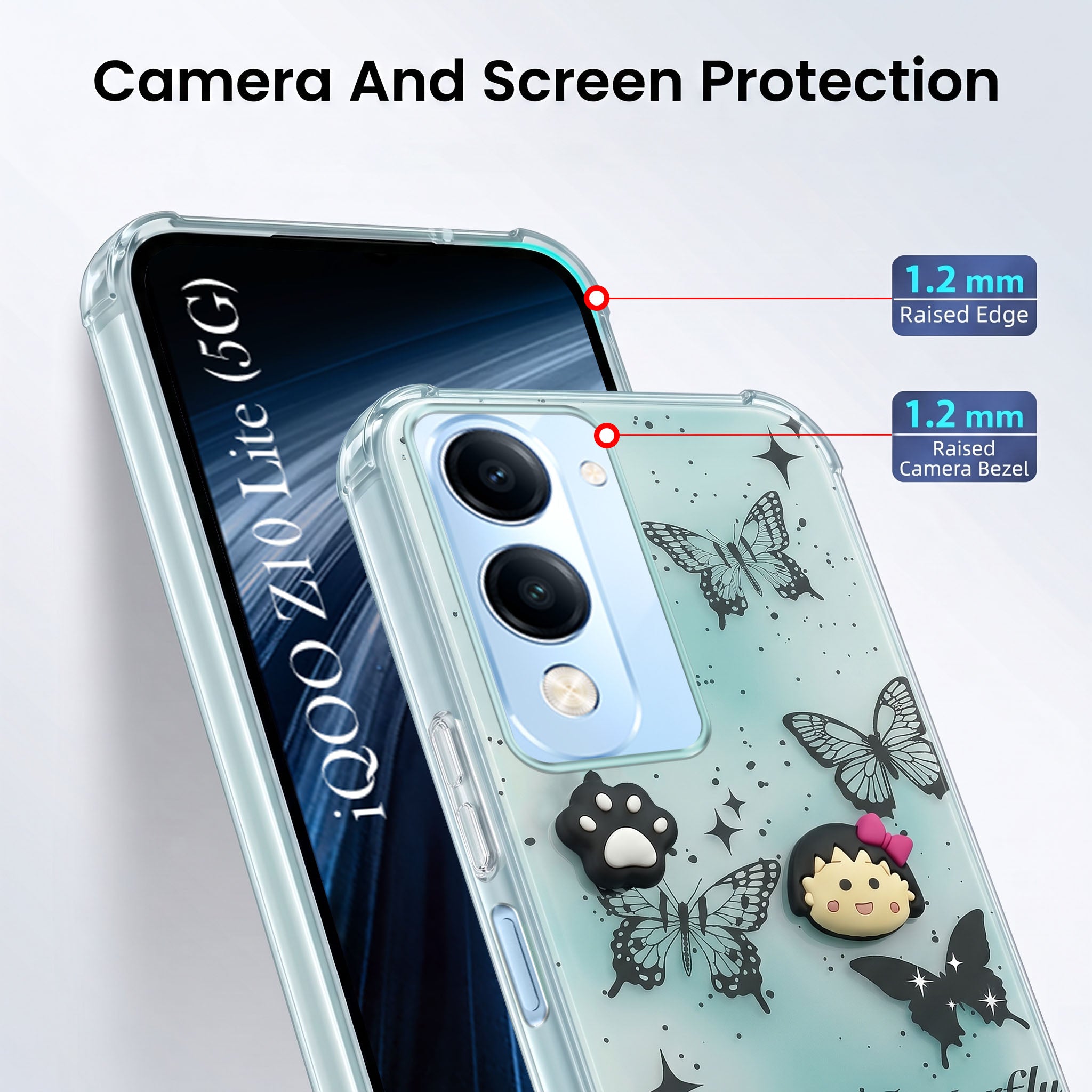 For Vivo iQOO Z10 Lite Back Cover Case (3D Cute Cartoons | Hard Back Side Soft | Matte Premium Finish | HD Printing)