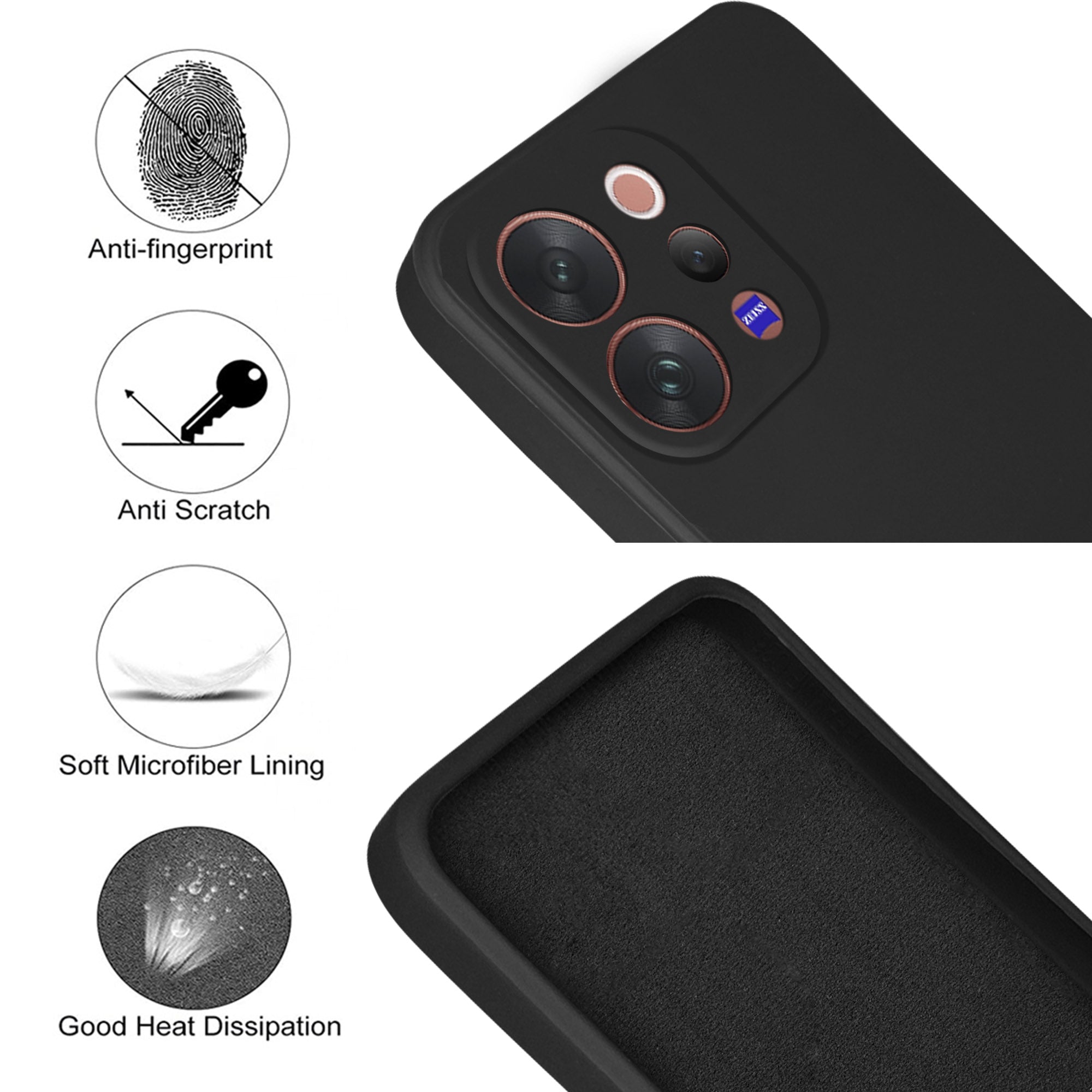 For Vivo V70 | Vivo V70 Elite 5G Back Cover Case (Matte Finish Silicone with Inside Fiber cloth)