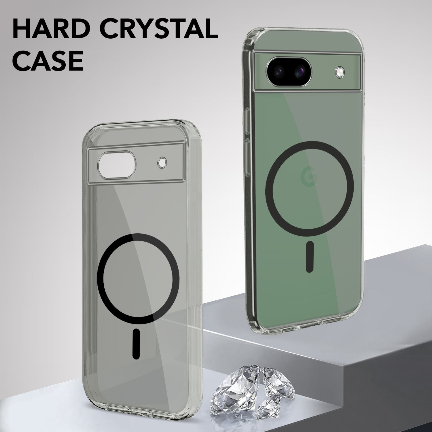 For Google Pixel 8a Back Cover Case Lifetime Anti-Yellow MagSafe Compatible Clear (Sleek Hard Crystal | Shockproof and Camera Protection)