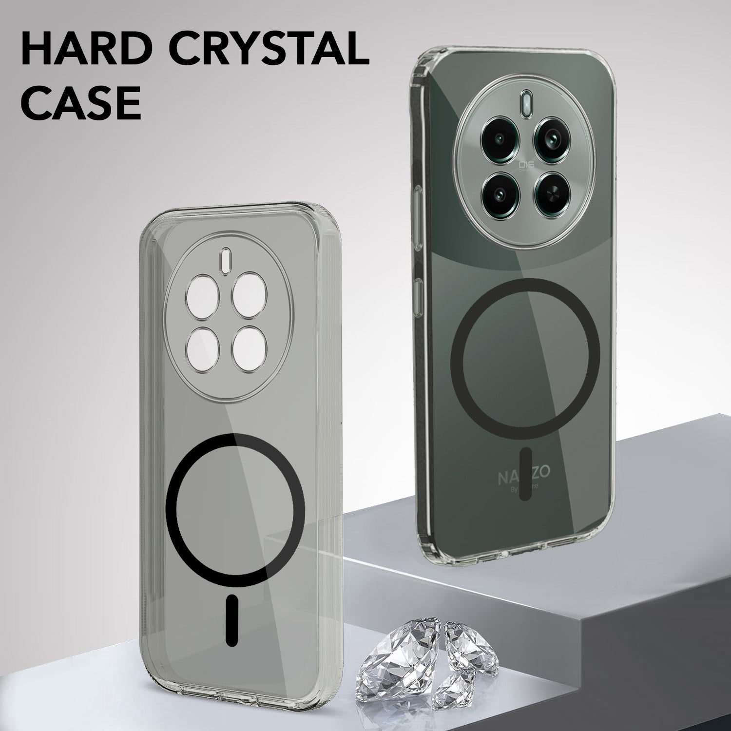 For Realme Narzo 70 Pro Back Cover Case Lifetime Anti-Yellow MagSafe Compatible Clear (Sleek Hard Crystal | Shockproof and Camera Protection)