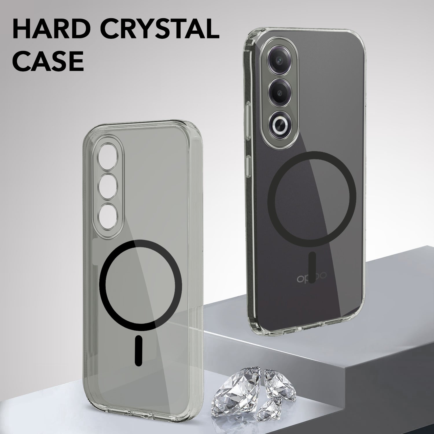 For Oppo K12x 5G Back Cover Case Lifetime Anti-Yellow MagSafe Compatible Clear (Sleek Hard Crystal | Shockproof and Camera Protection)