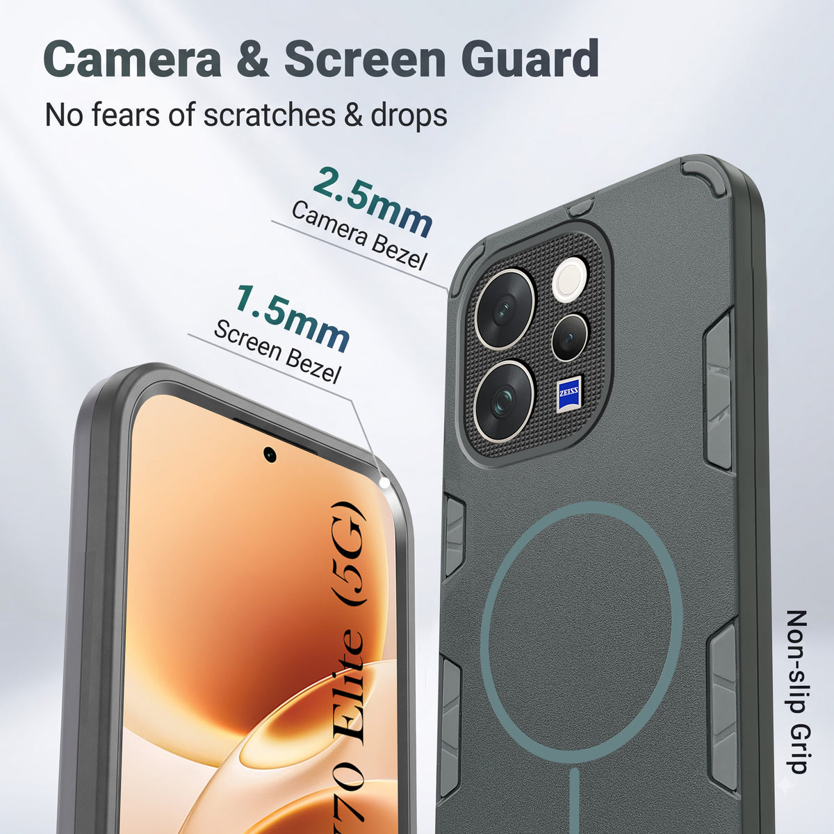For Vivo V70 | Vivo V70 Elite 5G Back Cover Case (Slim Hybrid Armor | Shockproof Camera Protection | Rugged Dual Layer)