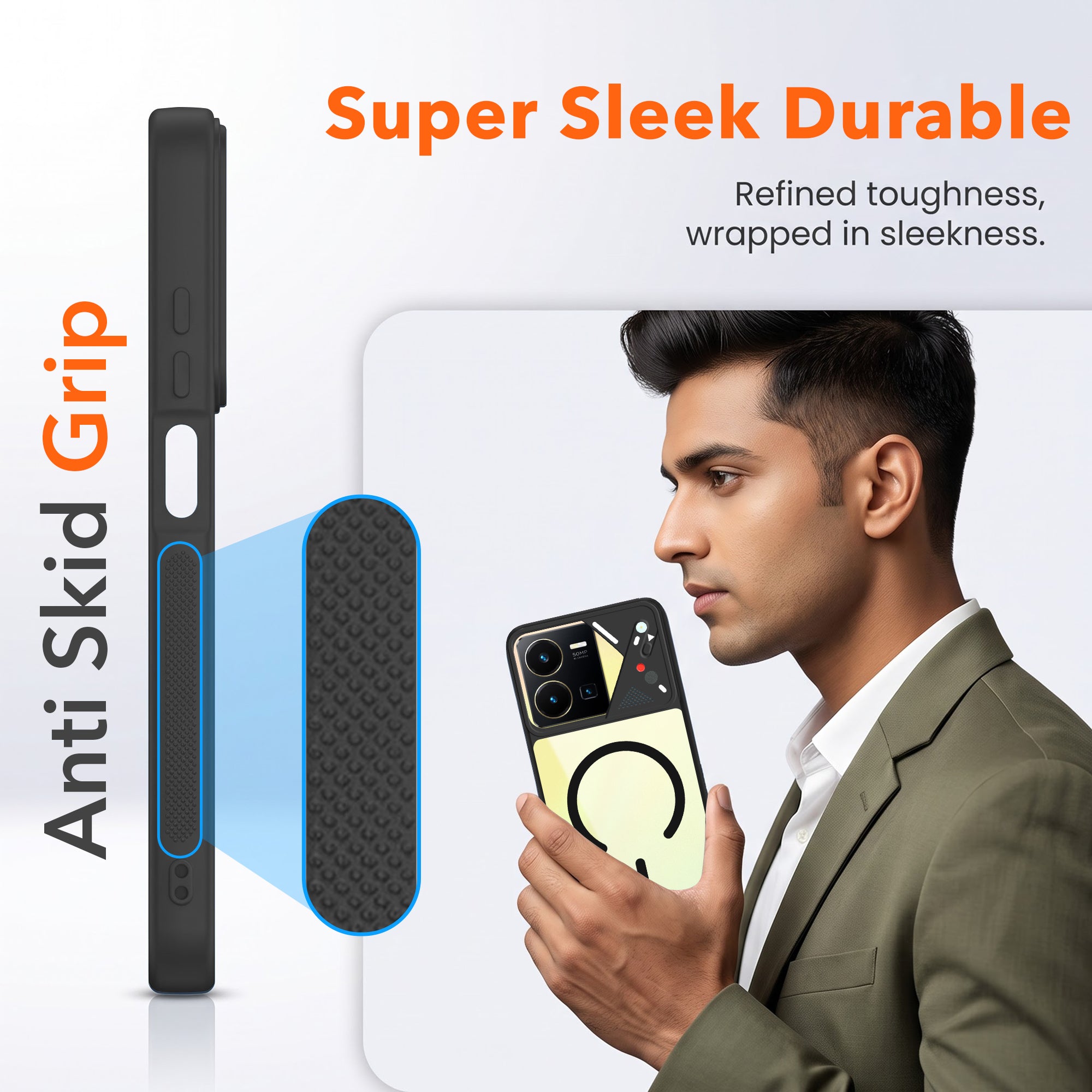 For Vivo Y35 Back Cover Case Lifetime Anti-Yellow Clear (Camera Protection | Side Grip | Wireless MagSafe Compatible)