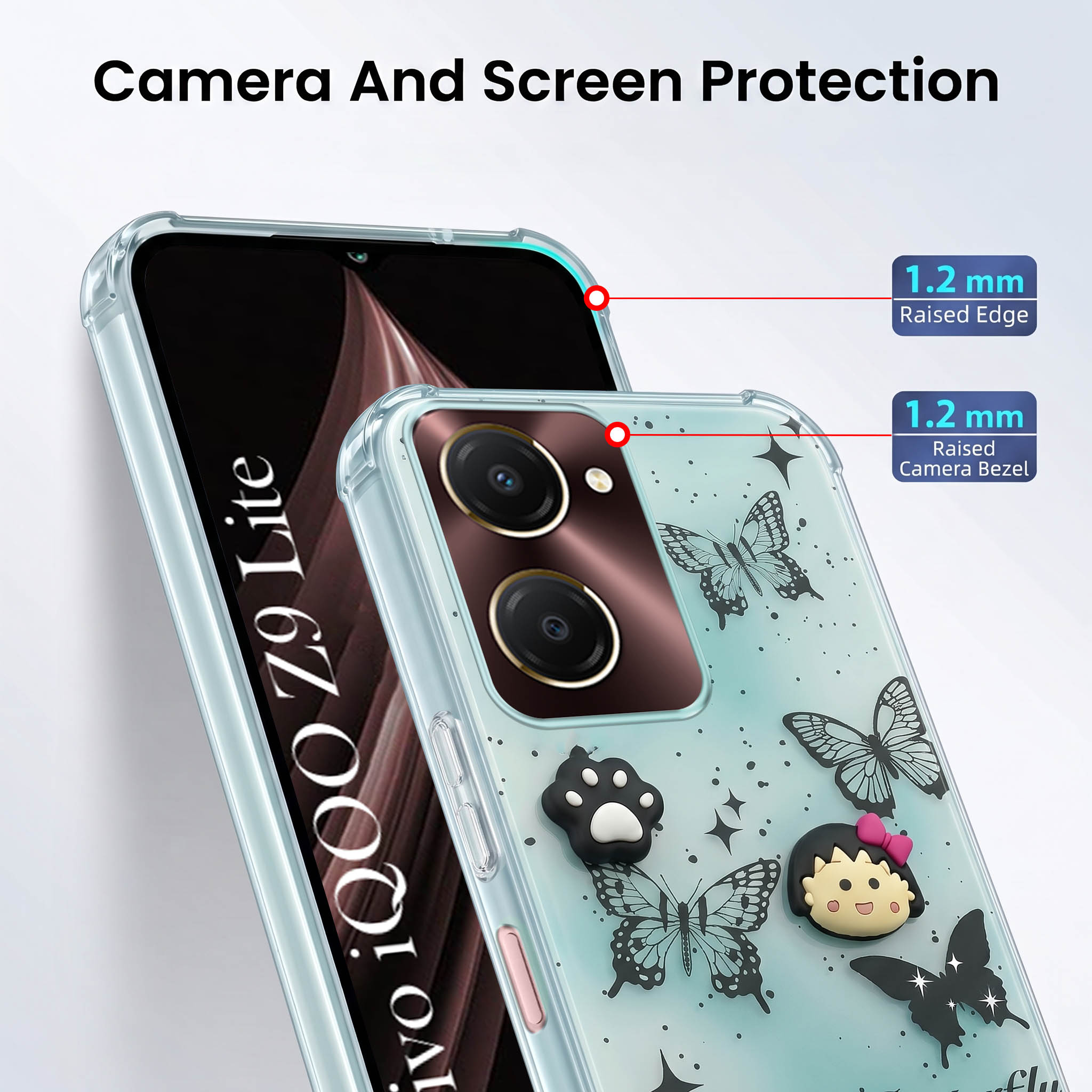 For Vivo iQOO Z9 Lite 5G Back Cover Case (3D Cute Cartoons | Hard Back Side Soft | Matte Premium Finish | HD Printing)