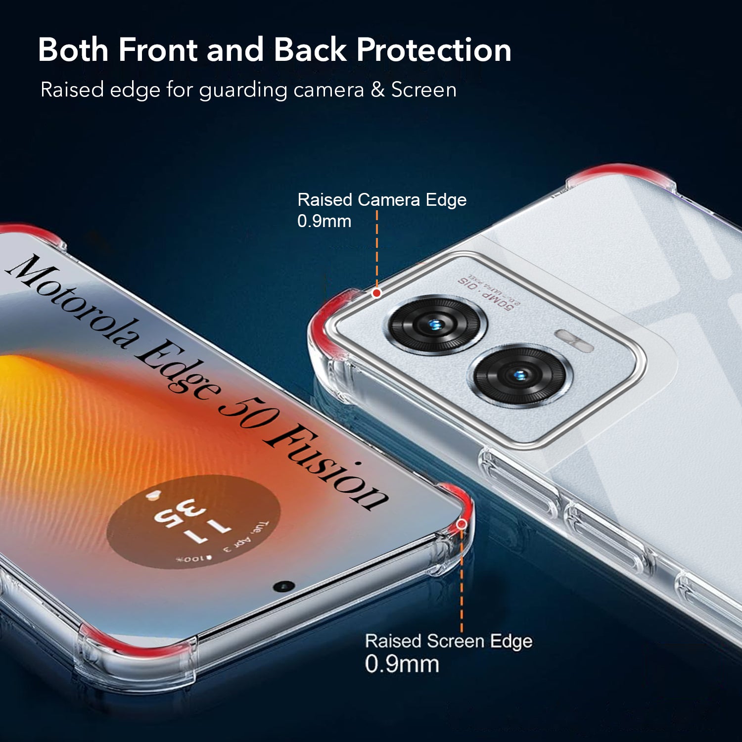For Motorola Moto Edge 50 Fusion Back Cover Shockproof Crystal-Clear  Drop & Camera Protection | Hard Polycarbonate )