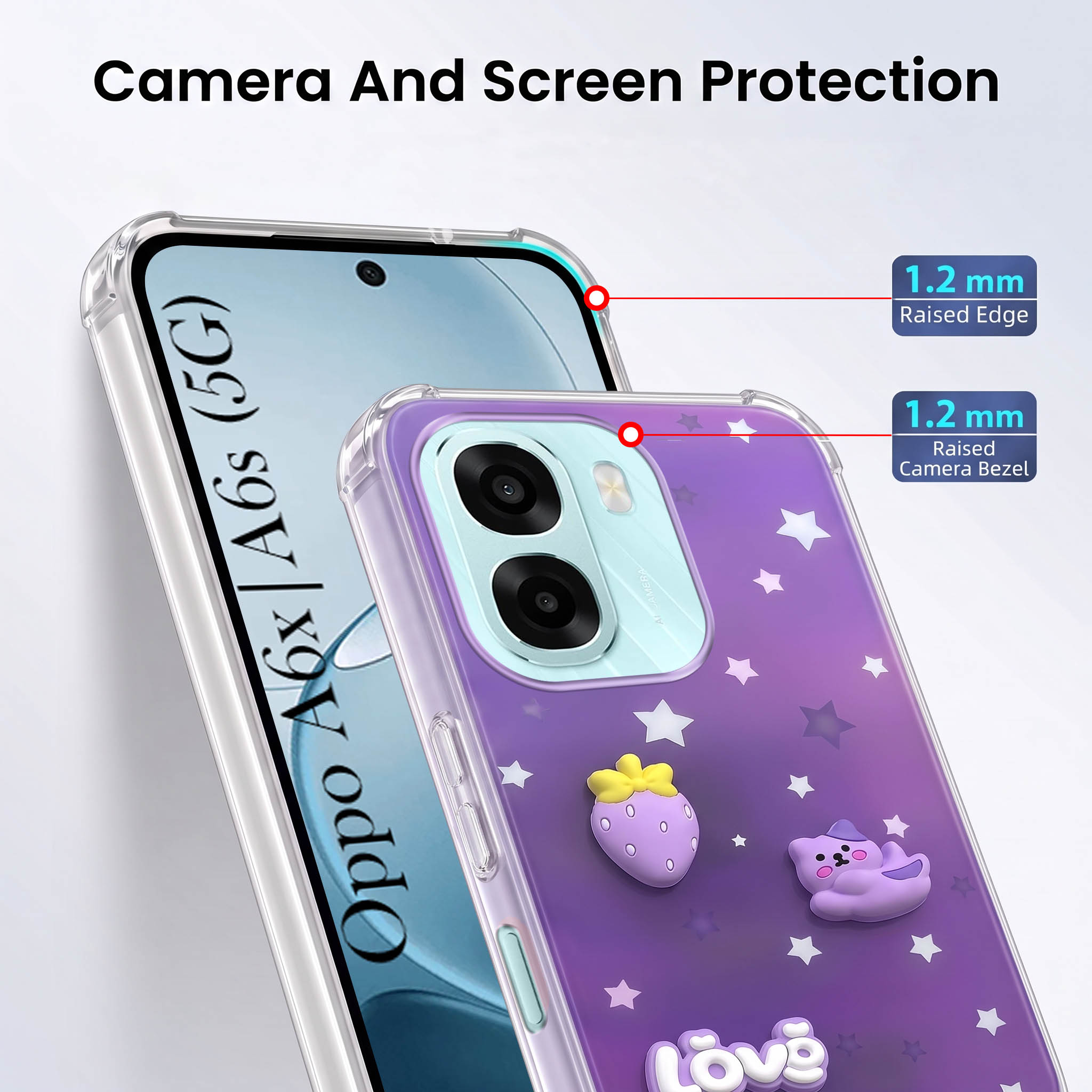 For Oppo A6X | Oppo A6S Back Cover Case (3D Cute Cartoons | Hard Back Side Soft | Matte Premium Finish | HD Printing)