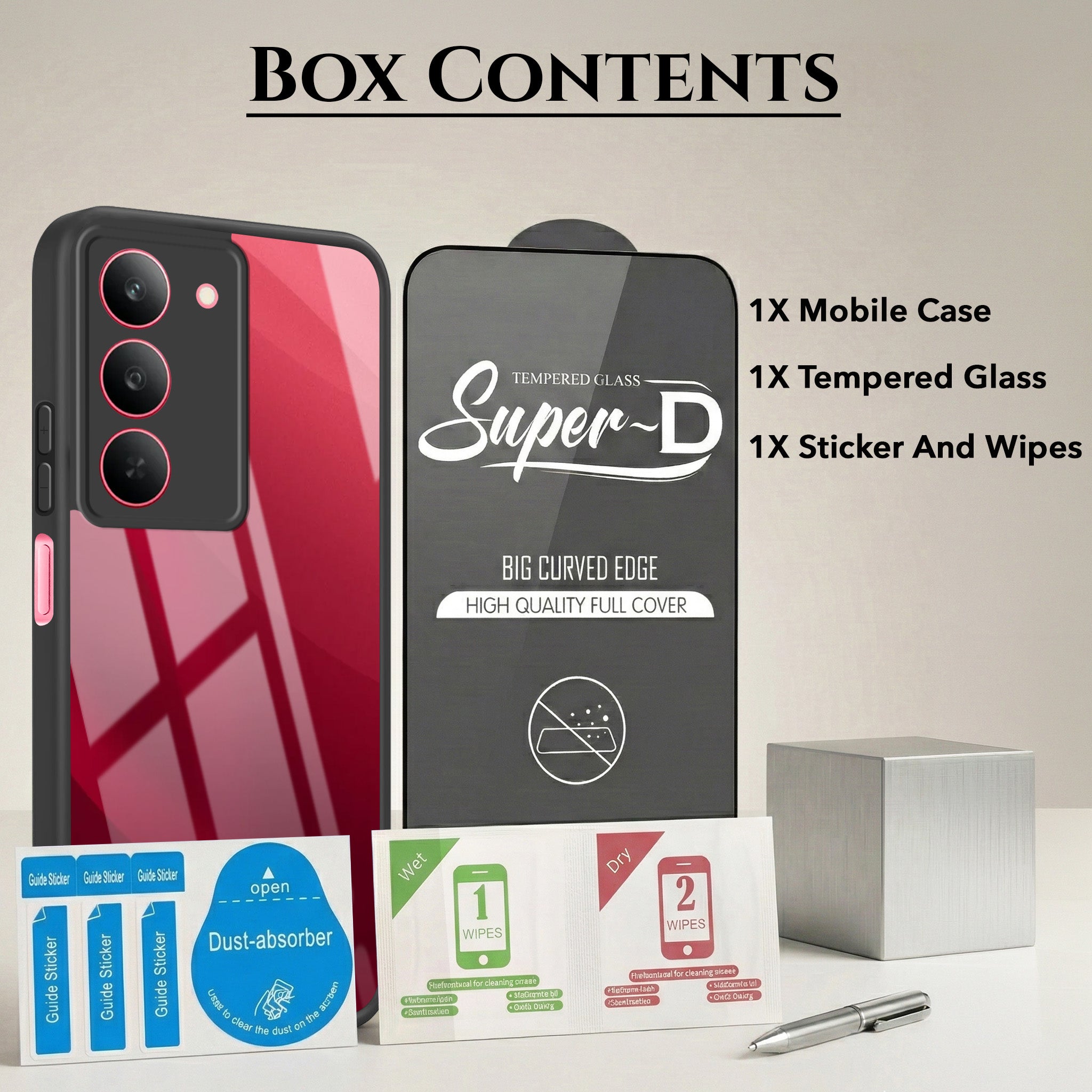 For Realme 14X Combo with Back Cover and 9H Tempered Glass (Lifetime Anti-Yellow | Crystal Clear Shockproof | Oleophobic Coating Screen Glass)