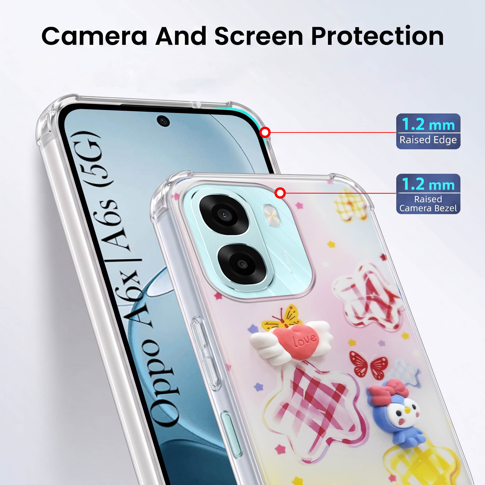 For Oppo A6X | Oppo A6S Back Cover Case (3D Cute Cartoons | Hard Back Side Soft | Matte Premium Finish | HD Printing)