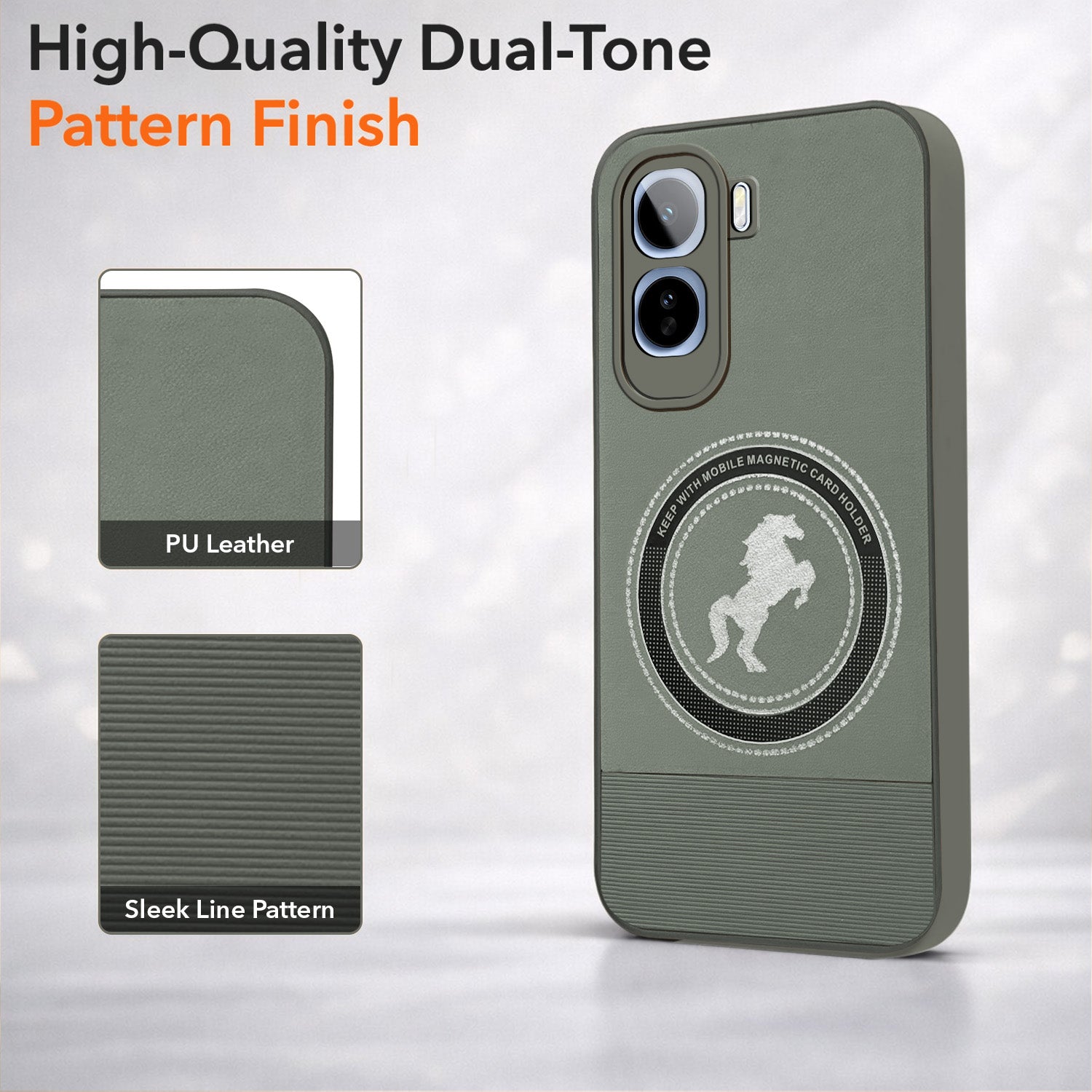 For Vivo T5 Pro 5G Back Cover Case PU Leather Finish (Professional Minimalist Texture | MagSafe Compatile | Camera Protection | Sleek Sober Formal) (Copy)