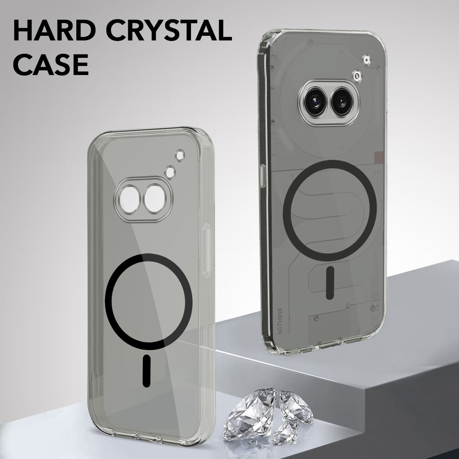 For Nothing Phone 2A 5G Back Cover Case Lifetime Anti-Yellow MagSafe Compatible Clear (Sleek Hard Crystal | Shockproof and Camera Protection)