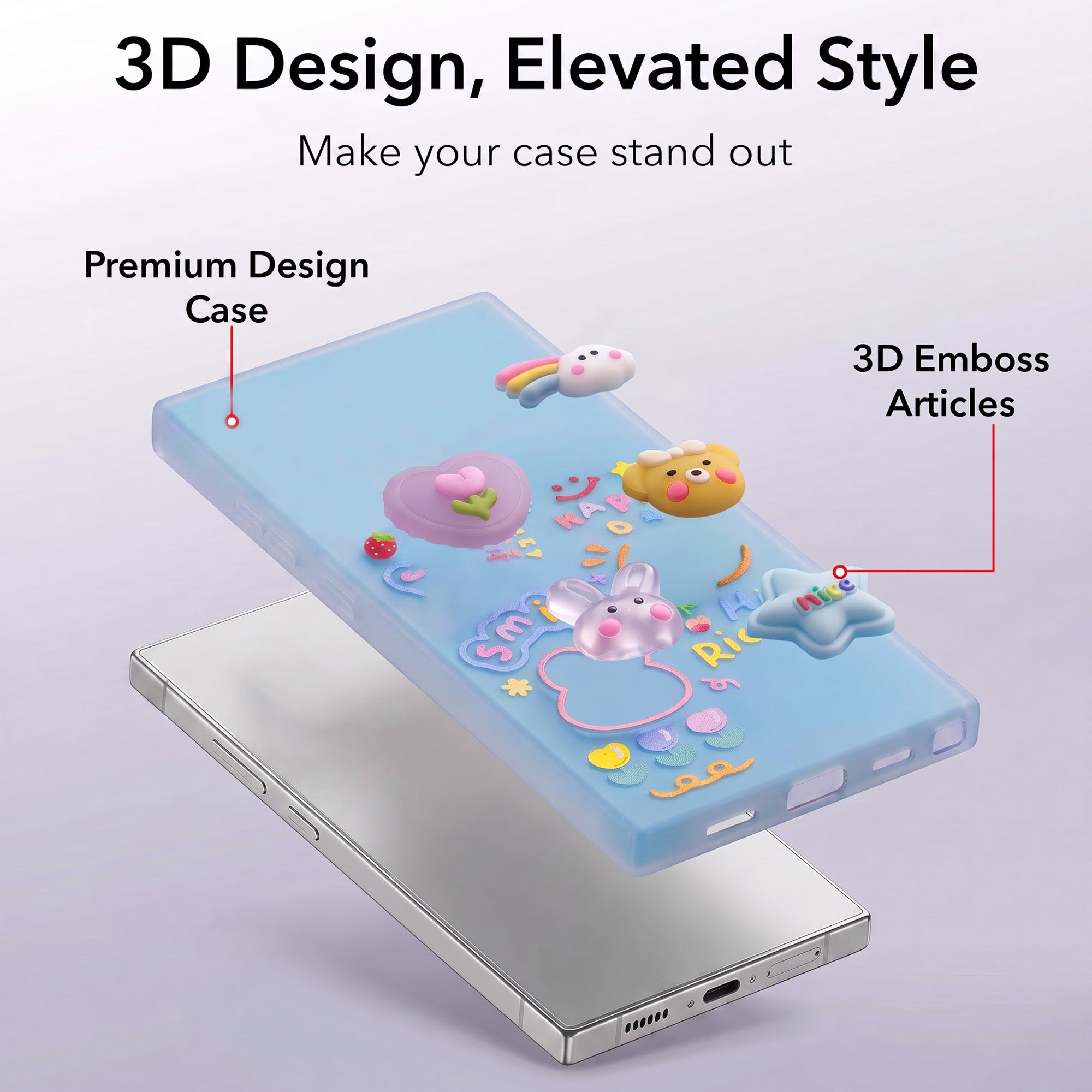 For Samsung Galaxy S26 Ultra Back Cover Case (3D Cute Cartoons | Hard Back Side Soft | Matte Premium Finish | HD Printing)