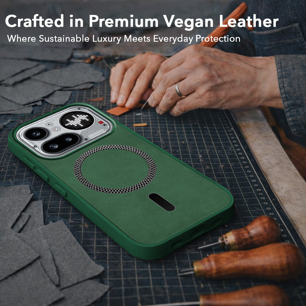 For Nothing Phone 4A Pro 5G Back Cover Case Leather Finish (MagSafe Compatible Wireless Charging | Soft Touch | Camera Bump Protection)
