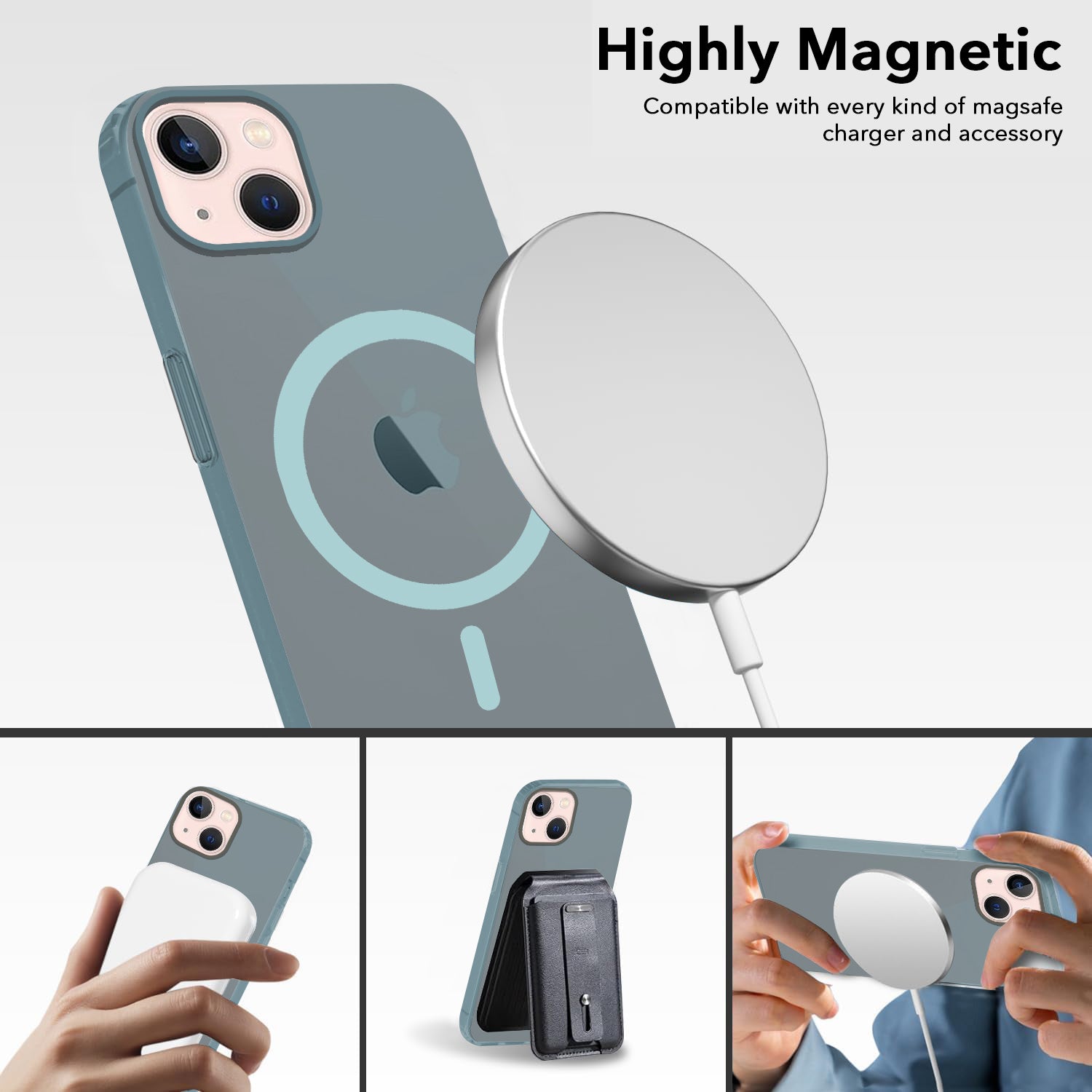 For Apple iPhone 13 Back Cover Case (Frosted Matte Feel | MagSafe Compatible Wireless Charging | Polycarbonate Material)