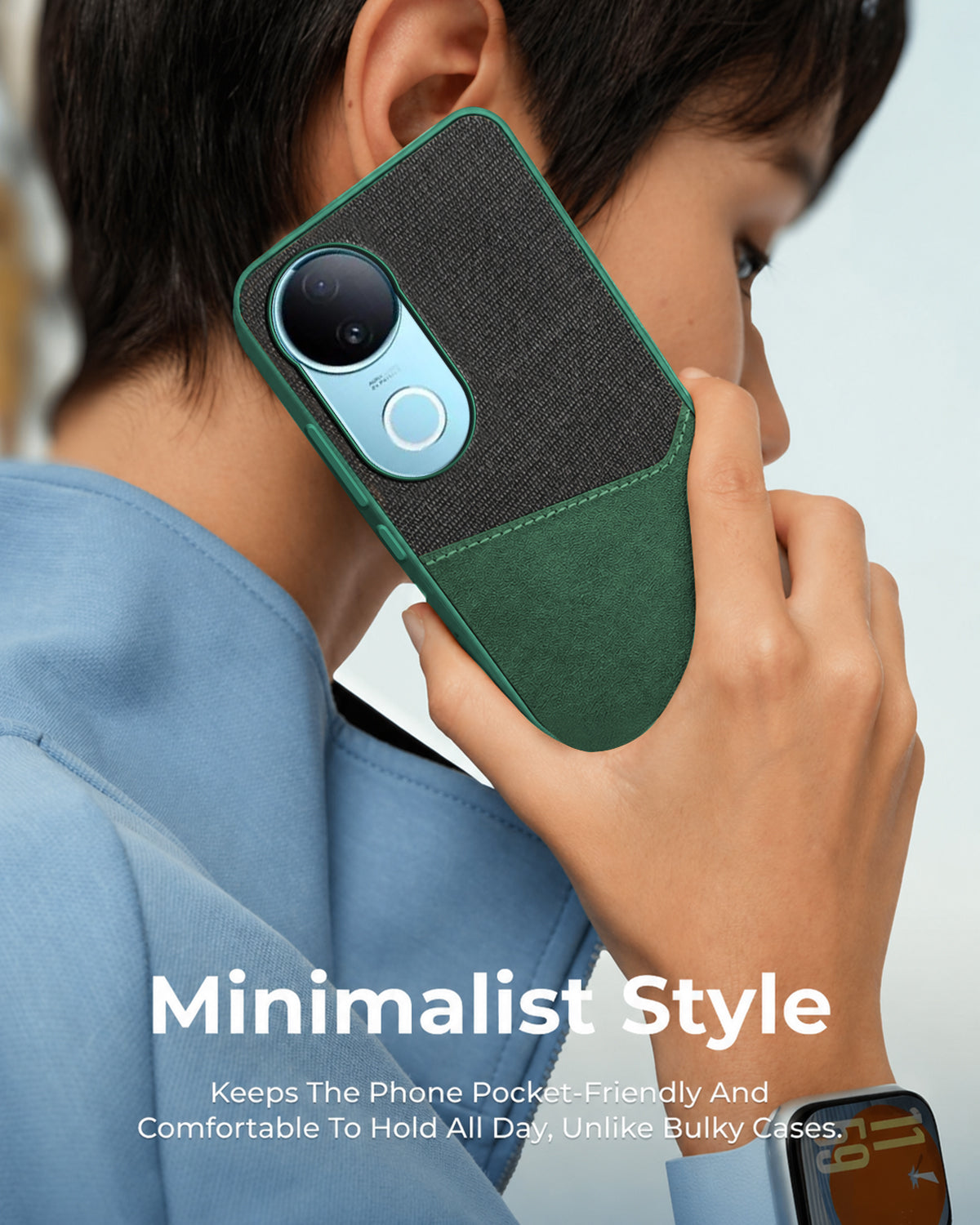 For Vivo iQOO Z10R Back Cover Case (Dual PU Leather Stitch | Professional Minimalist | Soft and Flexible)