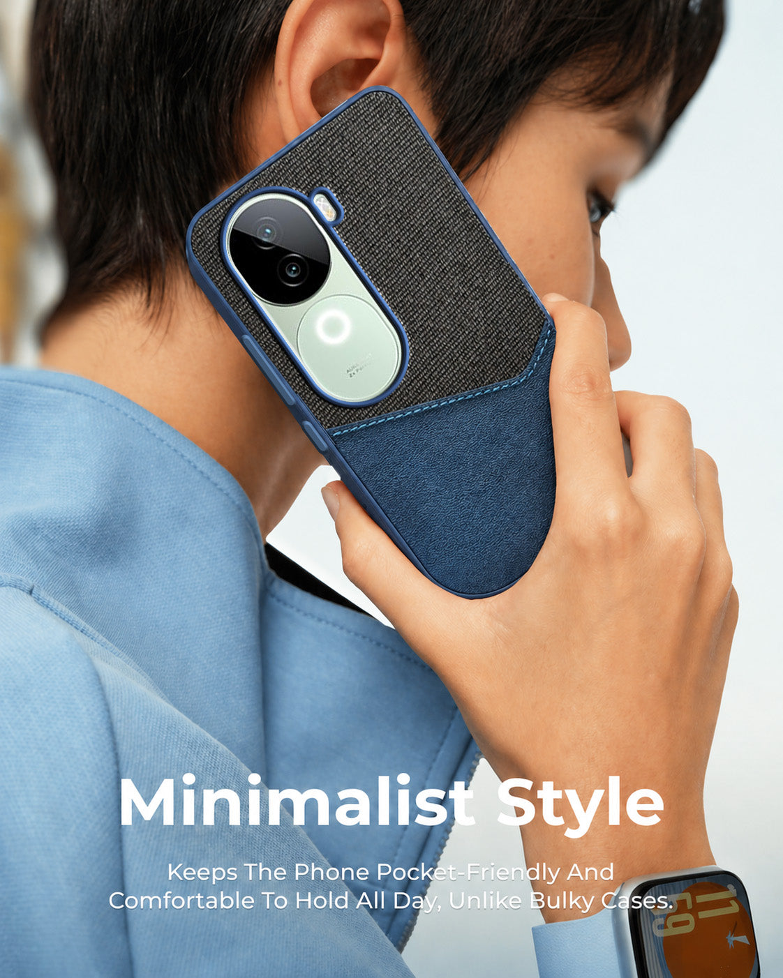 For Vivo iQOO Z9s Back Cover Case (Dual PU Leather Stitch | Professional Minimalist | Soft and Flexible)
