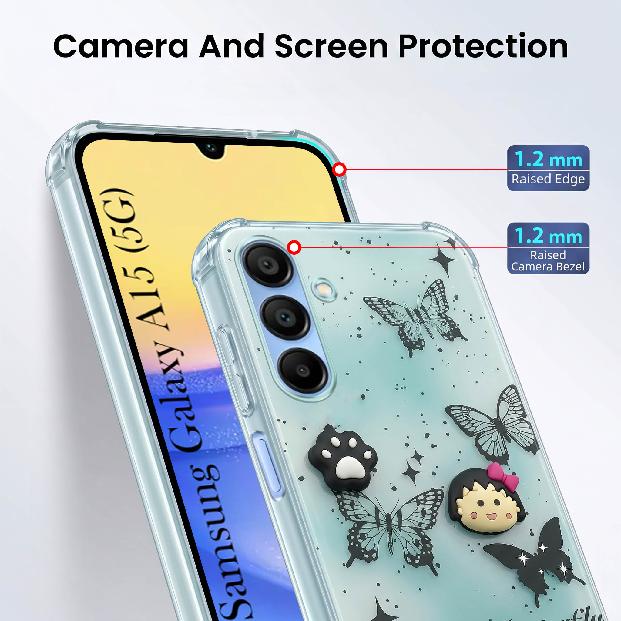 For Samsung Galaxy A15 5G Back Cover Case (3D Cute Cartoons | Hard Back Side Soft | Matte Premium Finish | HD Printing)