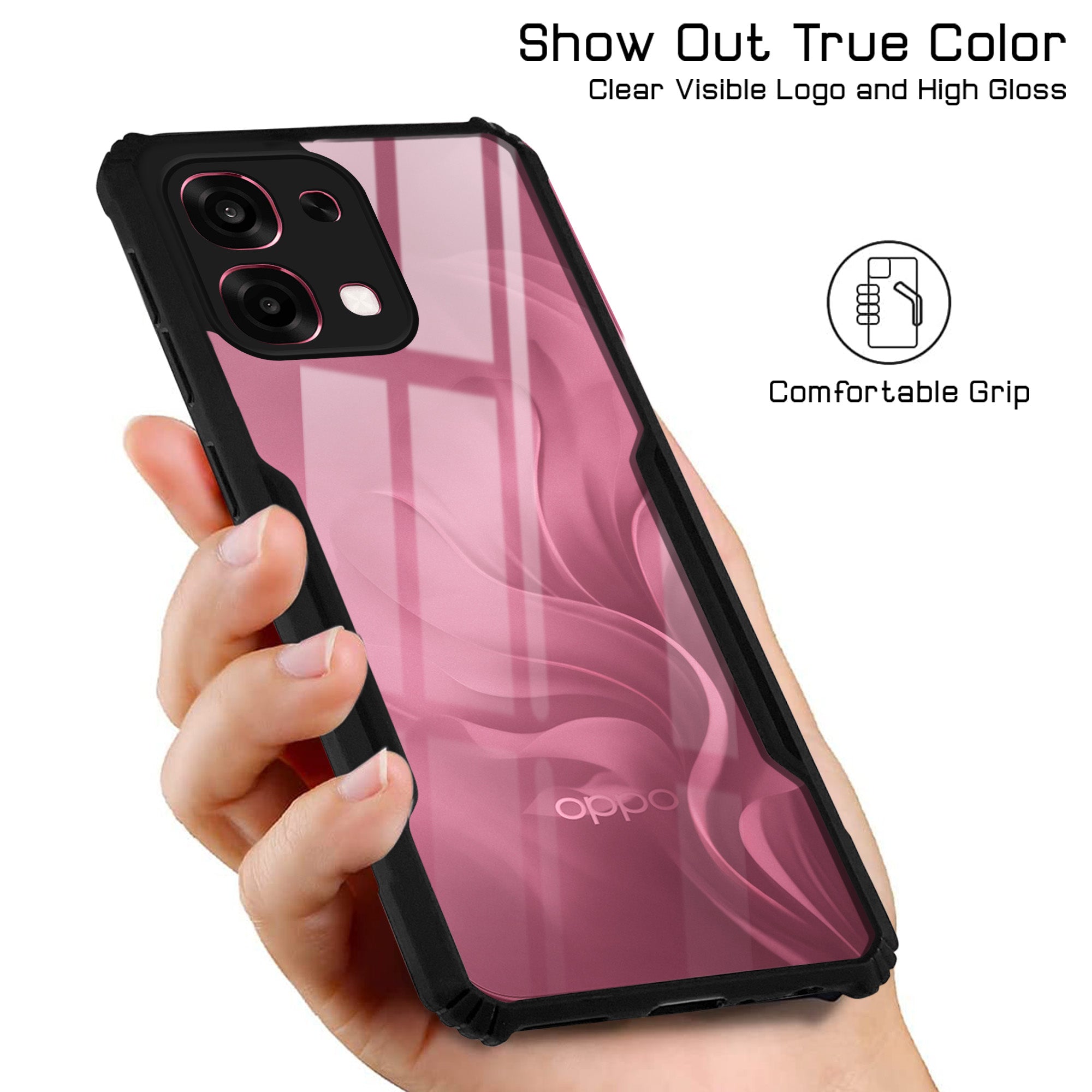 For Oppo F31 5G | Oppo F33 5G Back Cover Case Hybrid (Shockproof with Polycarbonate Clear Panel | Professional Black)